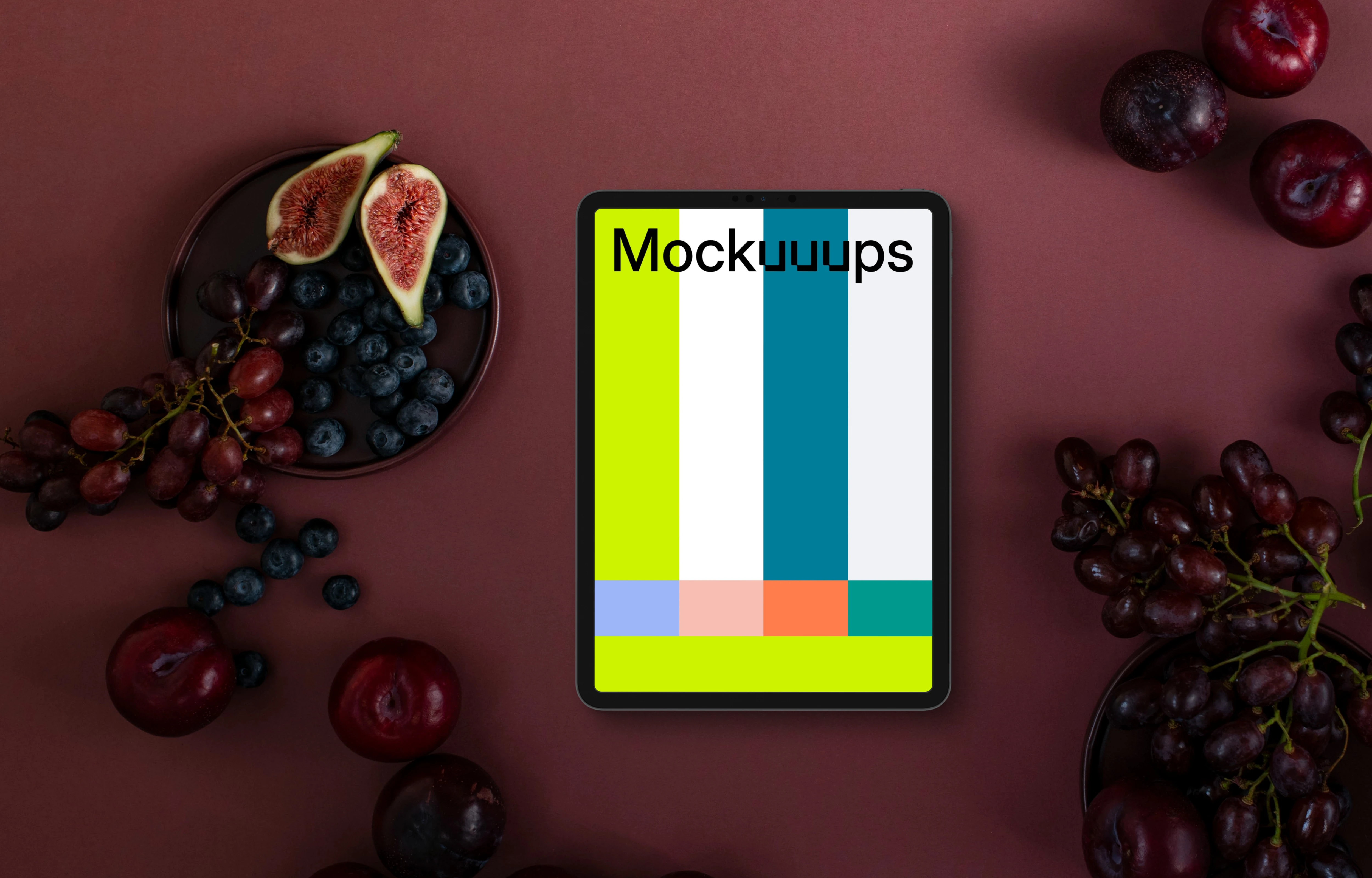 Tablet mockup on vibrant Viva Magenta backdrop