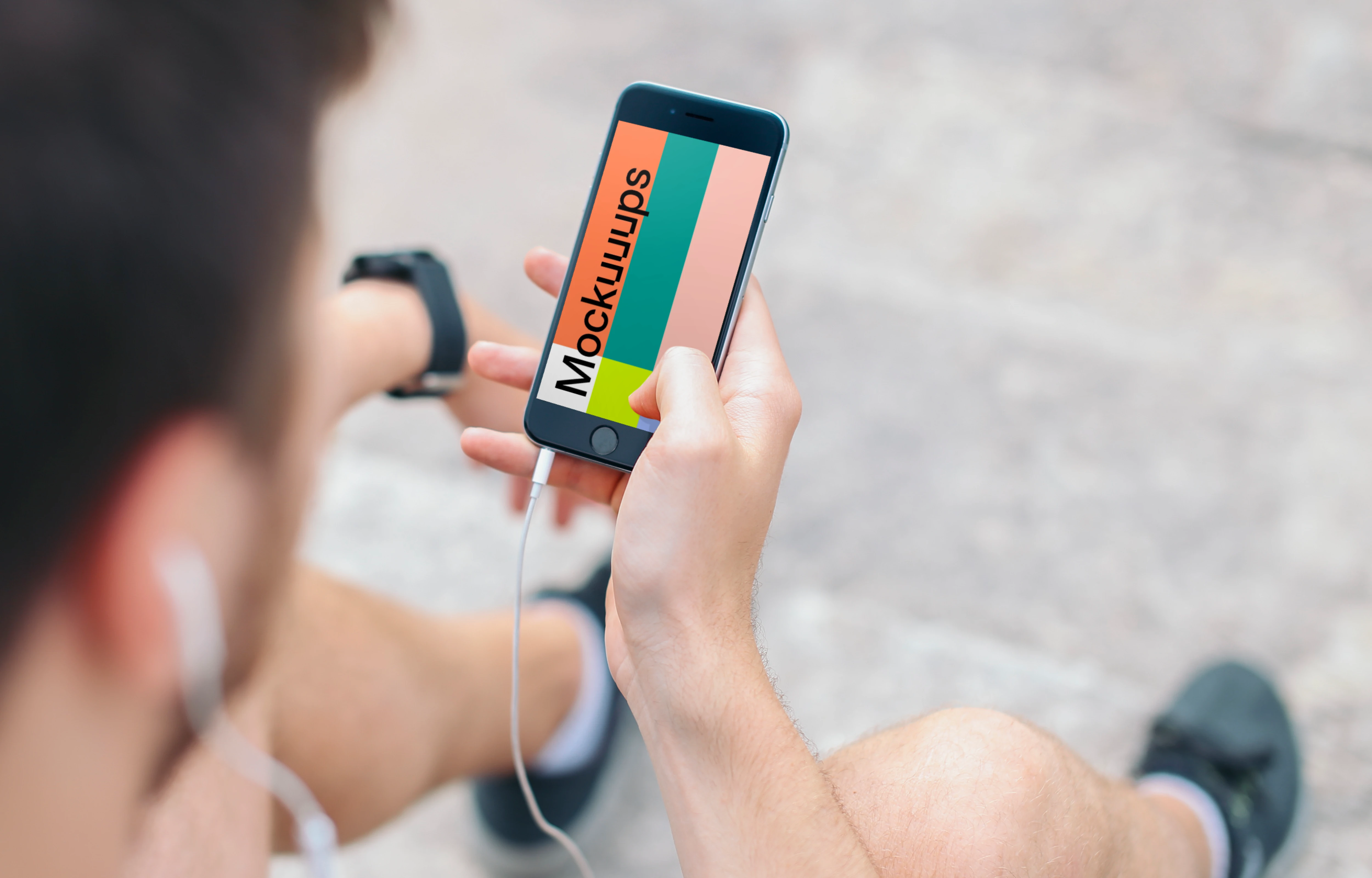 iPhone 6 mockup with Headphones