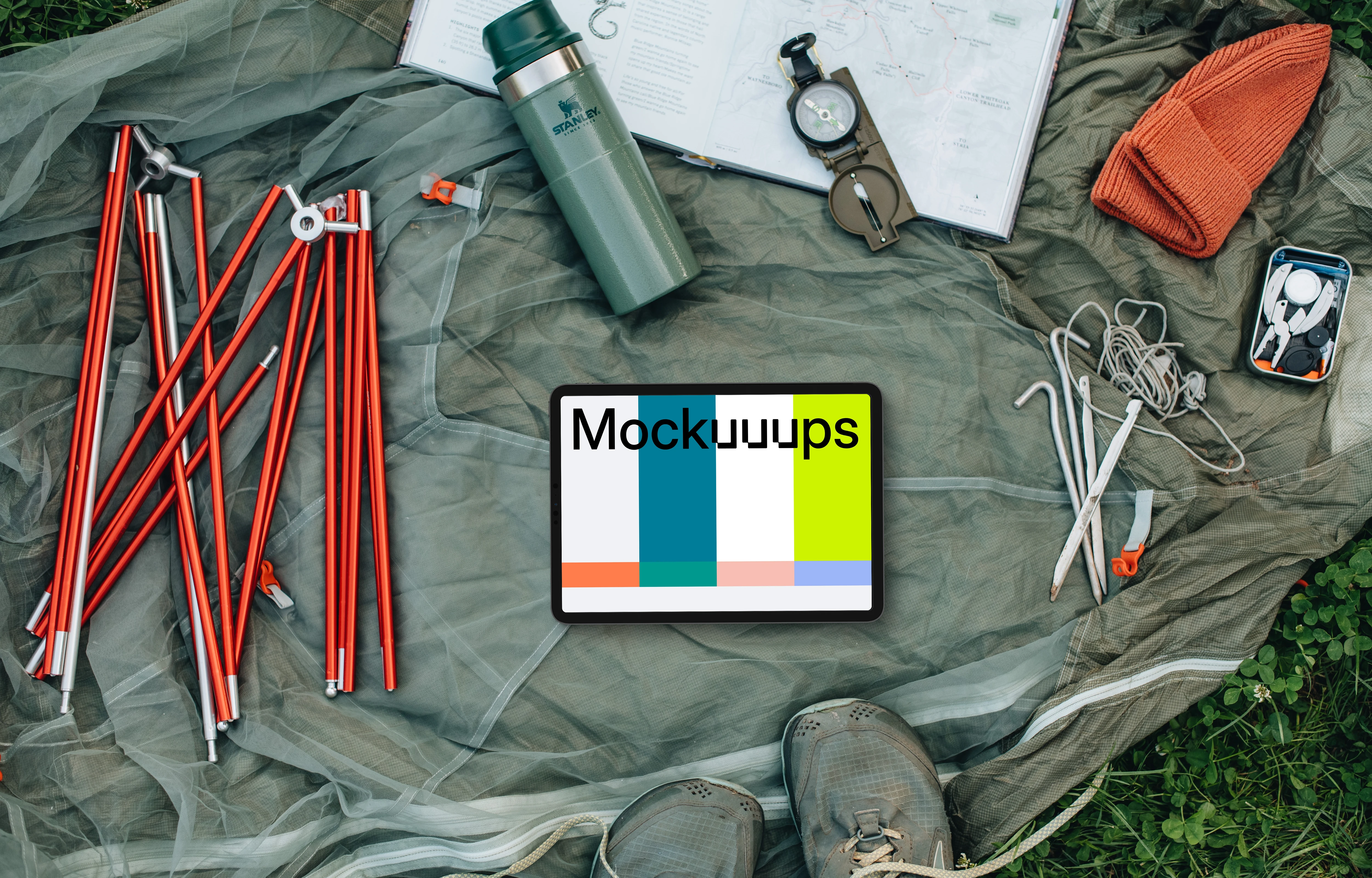 Outdoor adventure tablet mockup