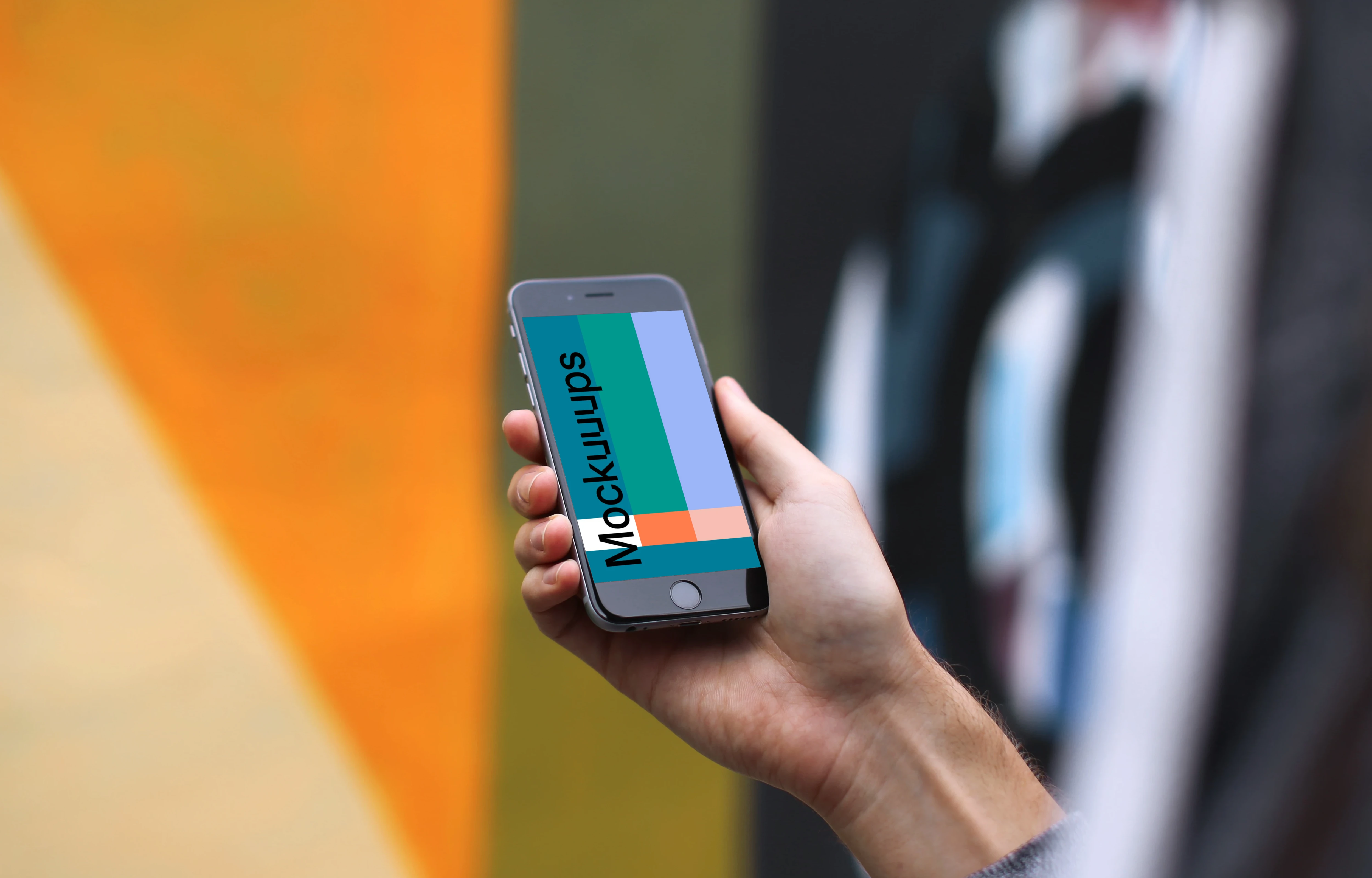 iPhone 6s mockup with graffiti background