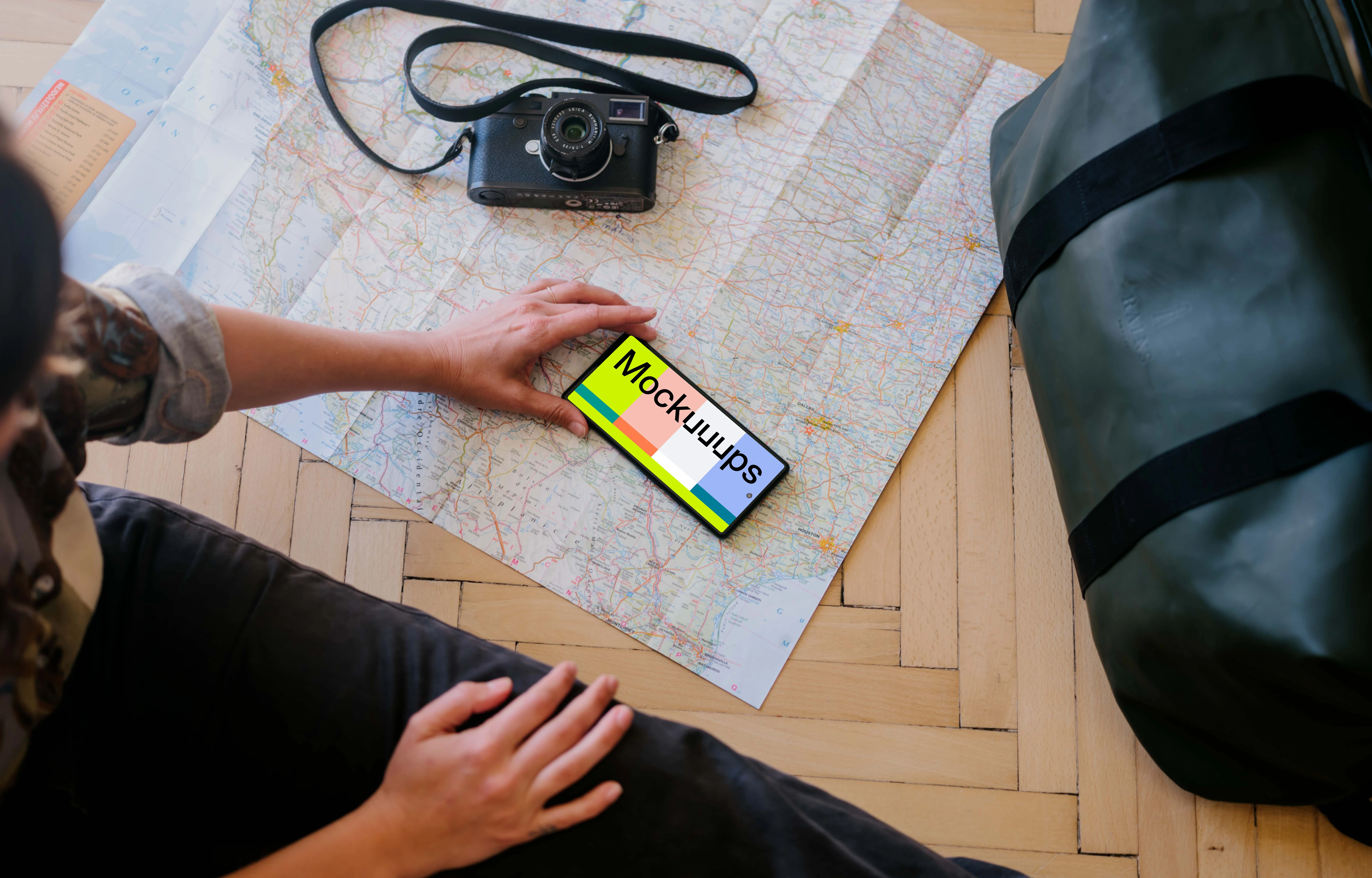 Planning a trip on a smartphone mockup