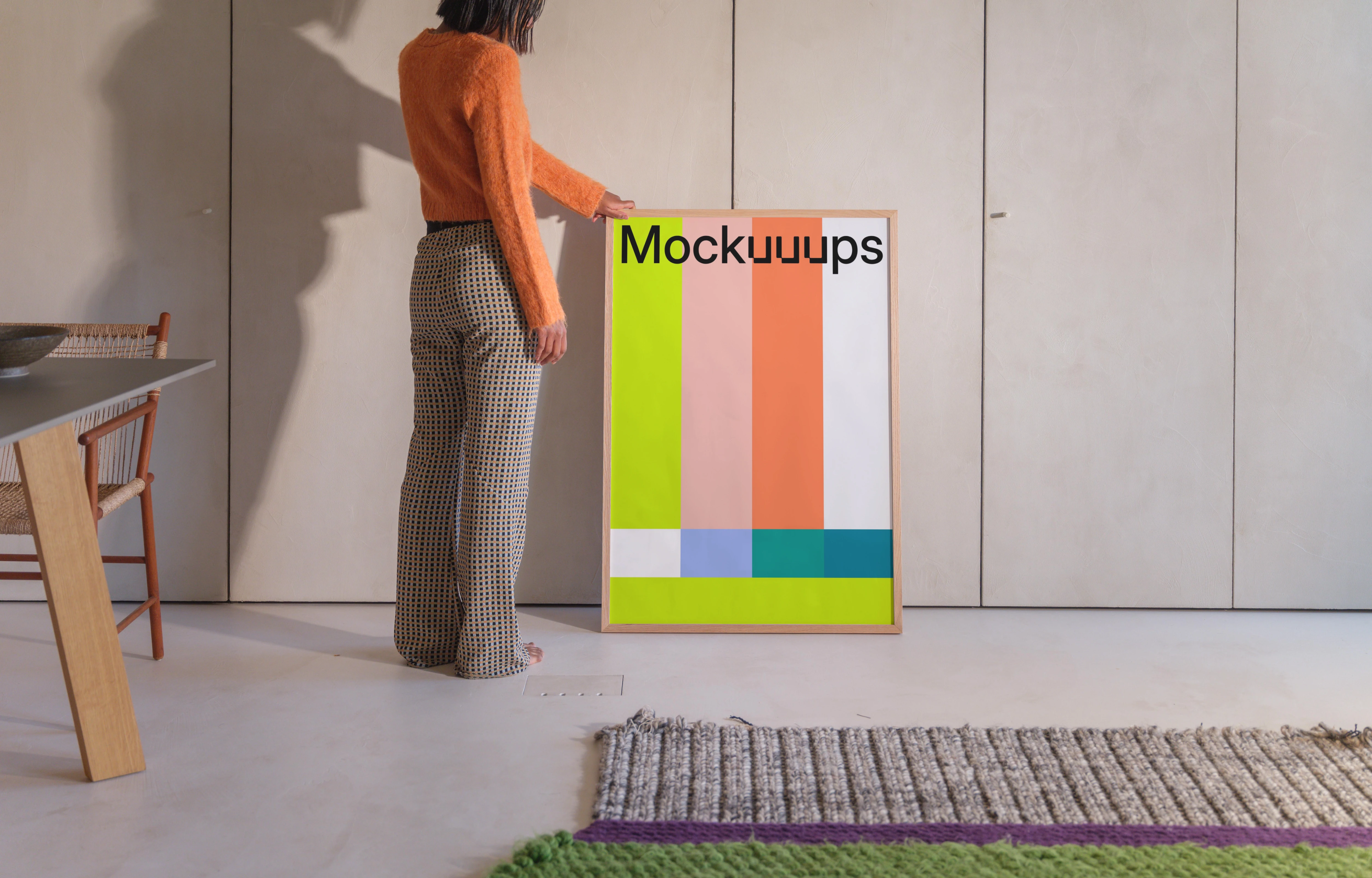 Poster mockup in a modern home setting