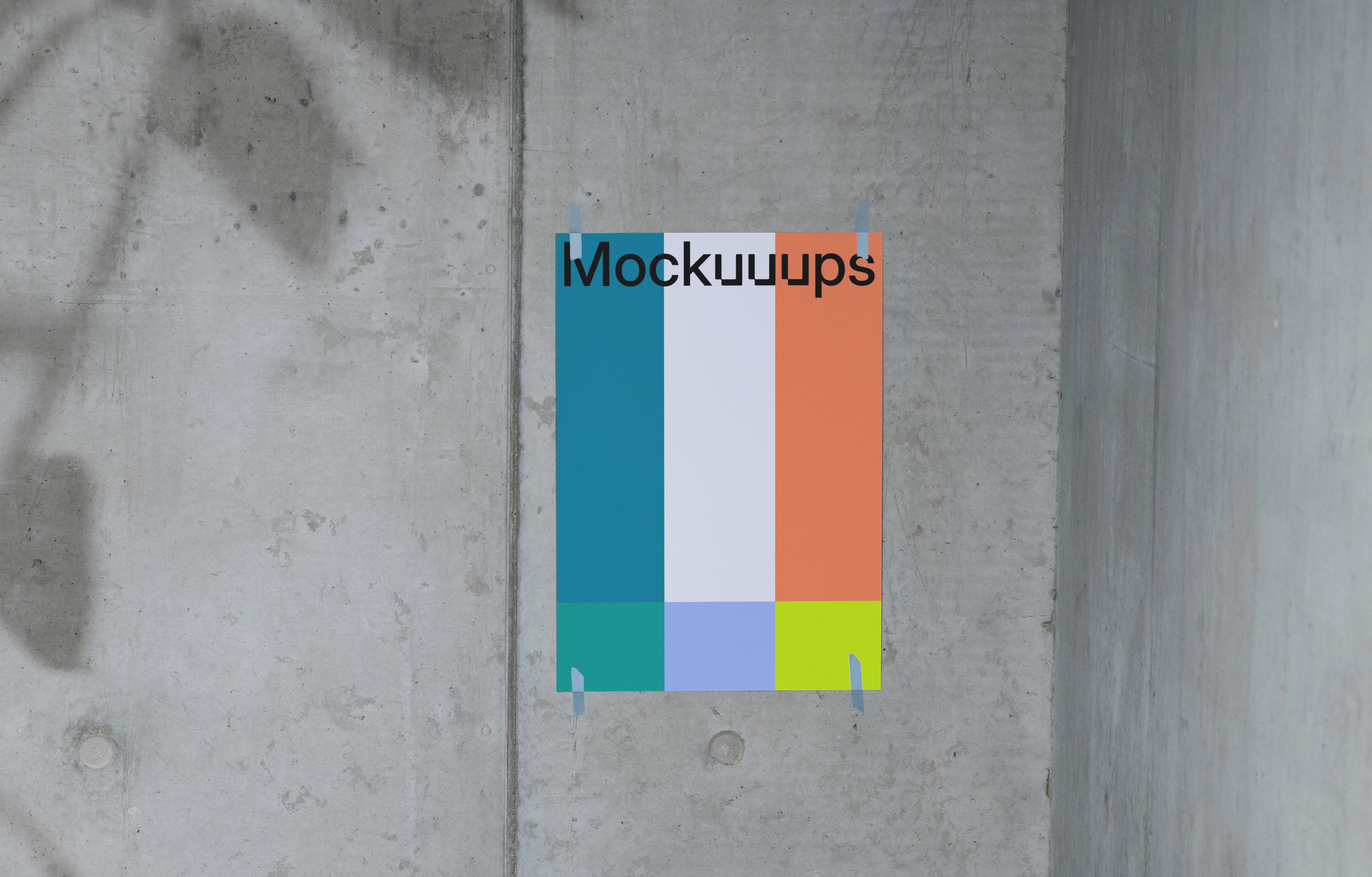 Poster mockup on a concrete wall with natural shadows