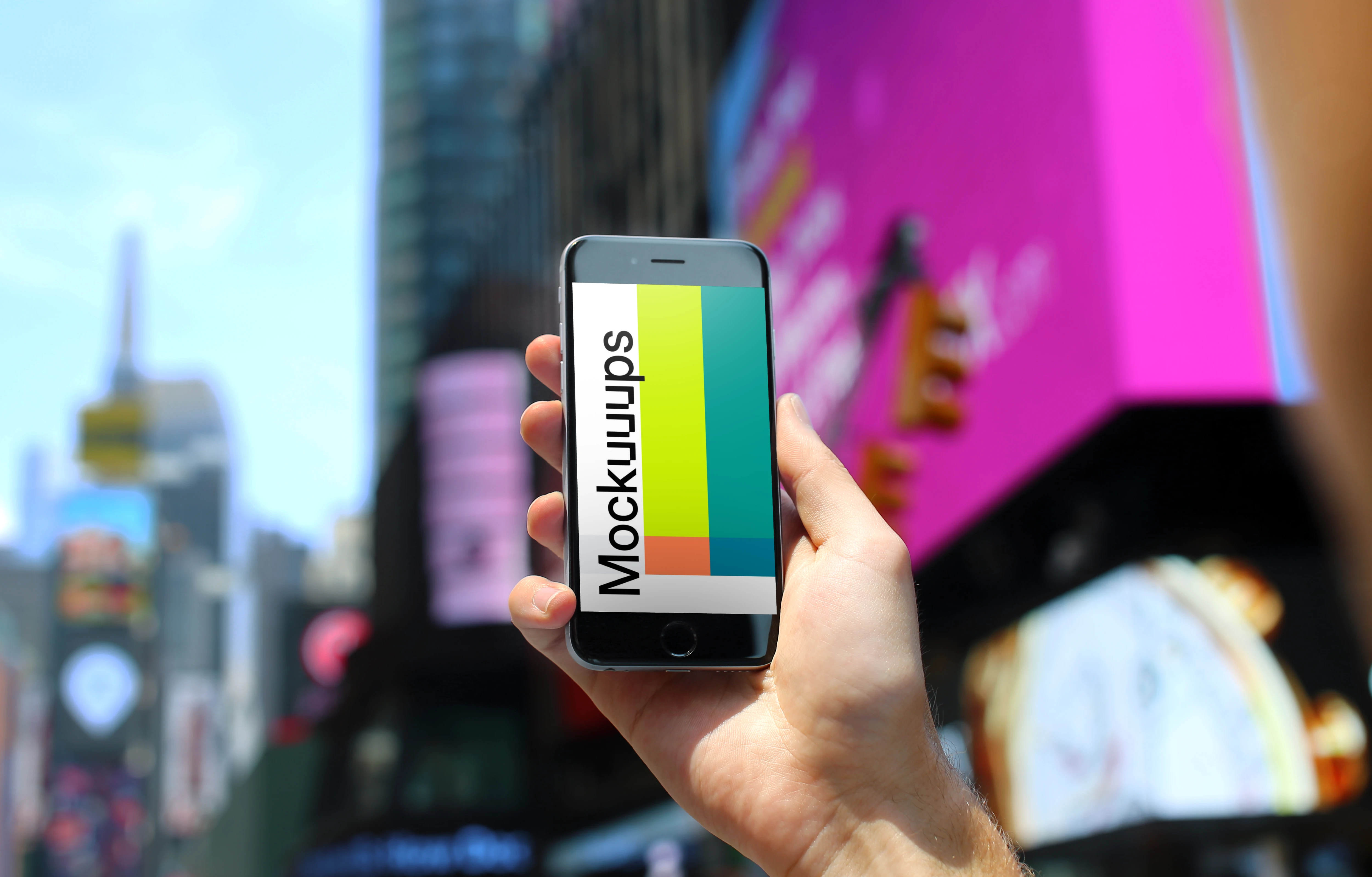 Shooting city landscape with iPhone 6s mockup