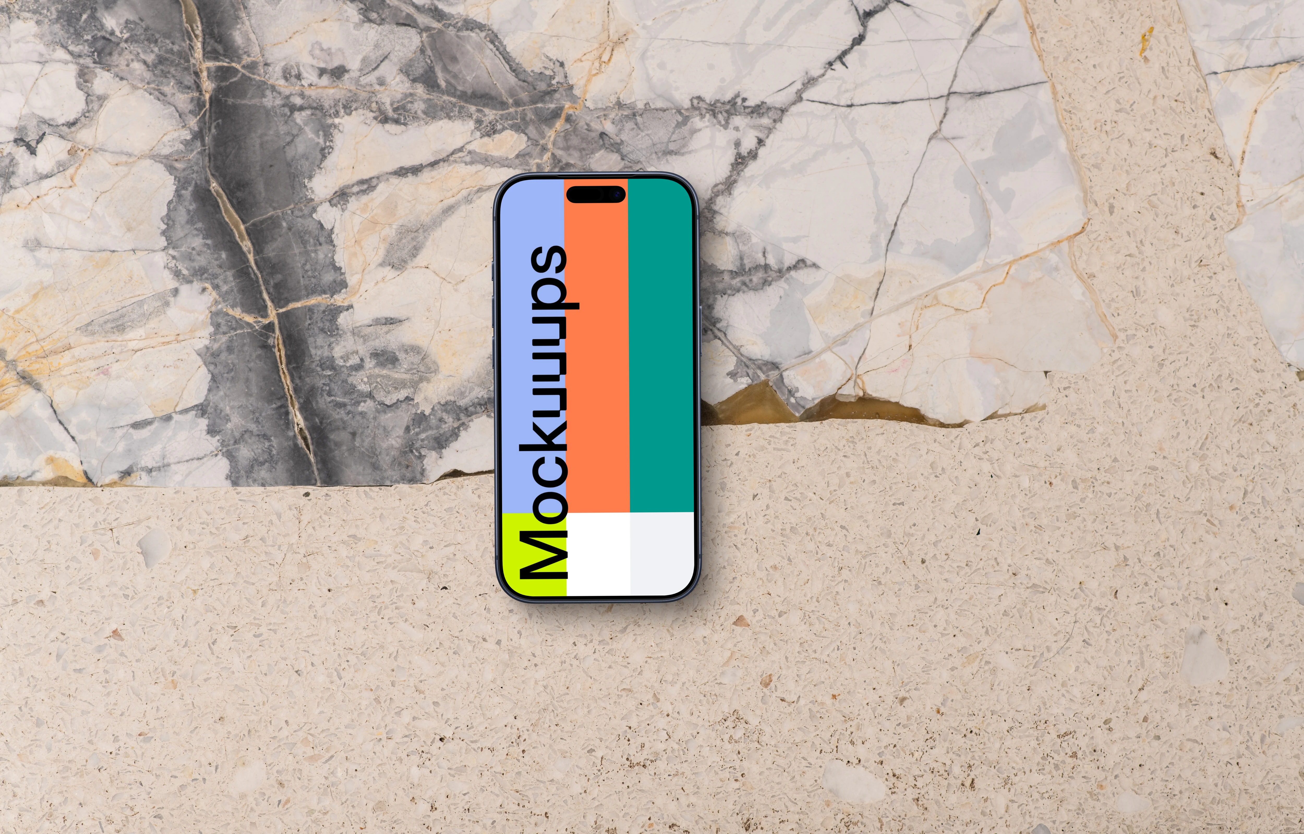 Smartphone mockup against marble background
