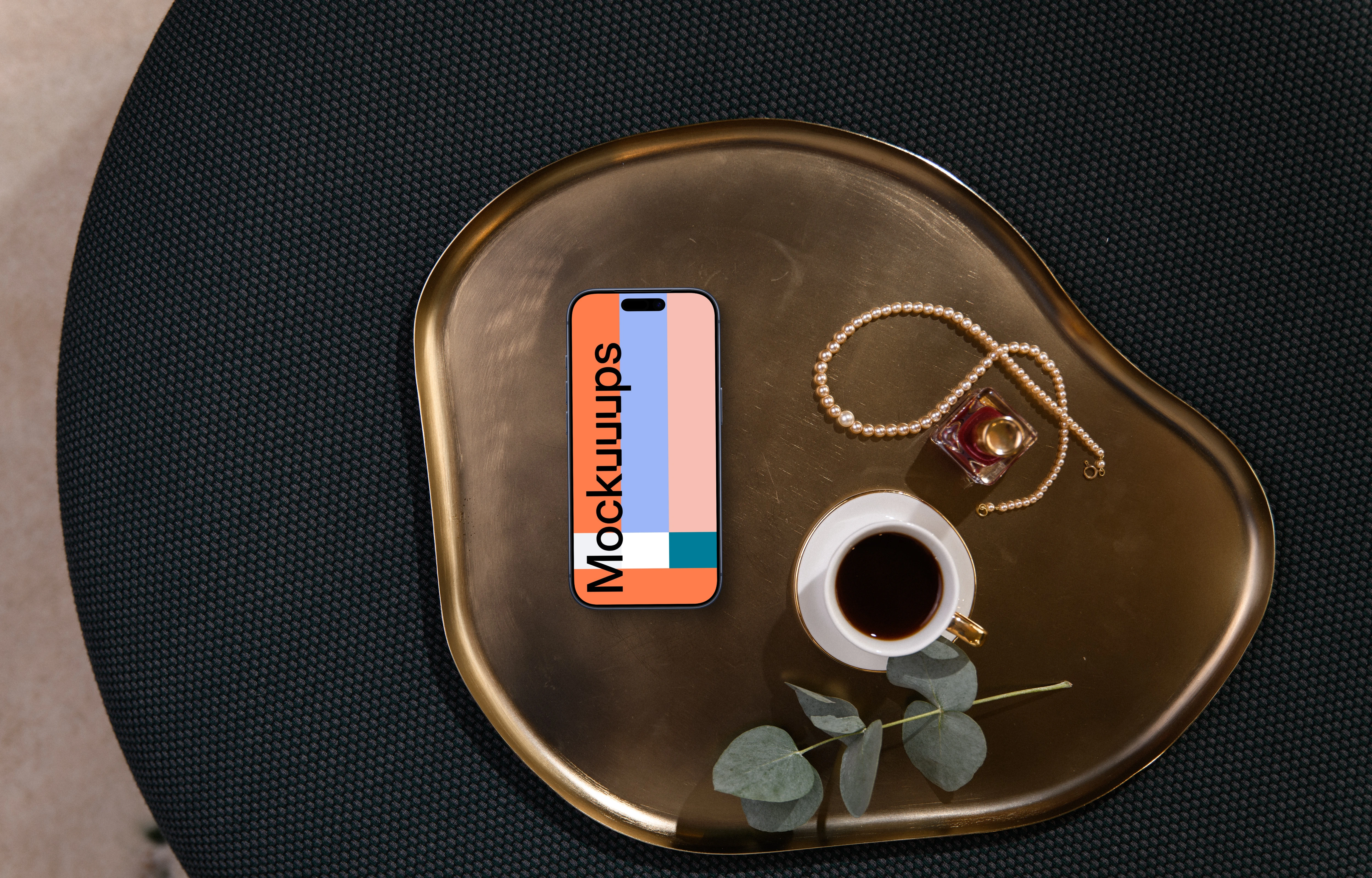 Smartphone mockup on elegant office desk