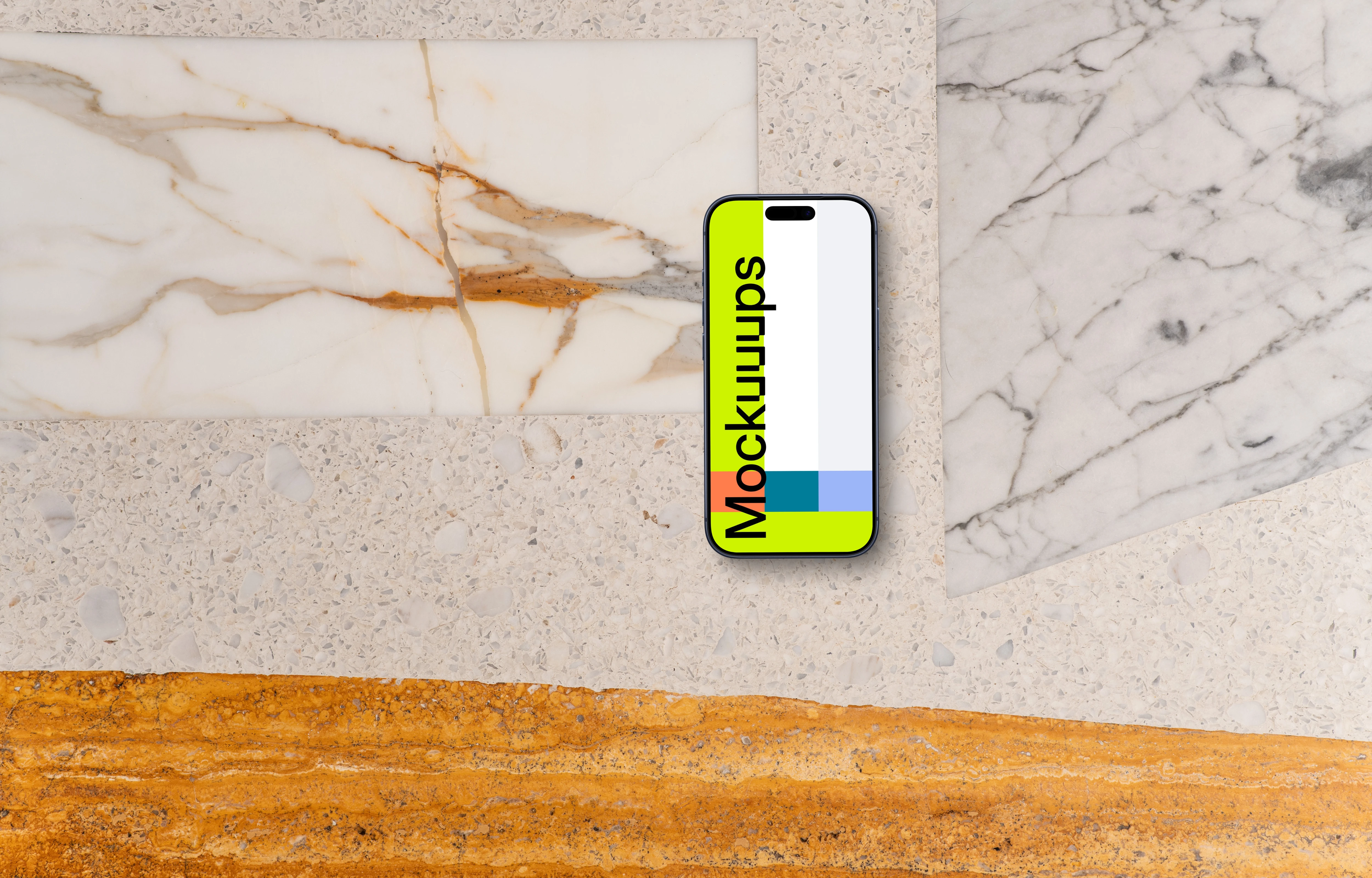 Smartphone mockup on luxury marble surface