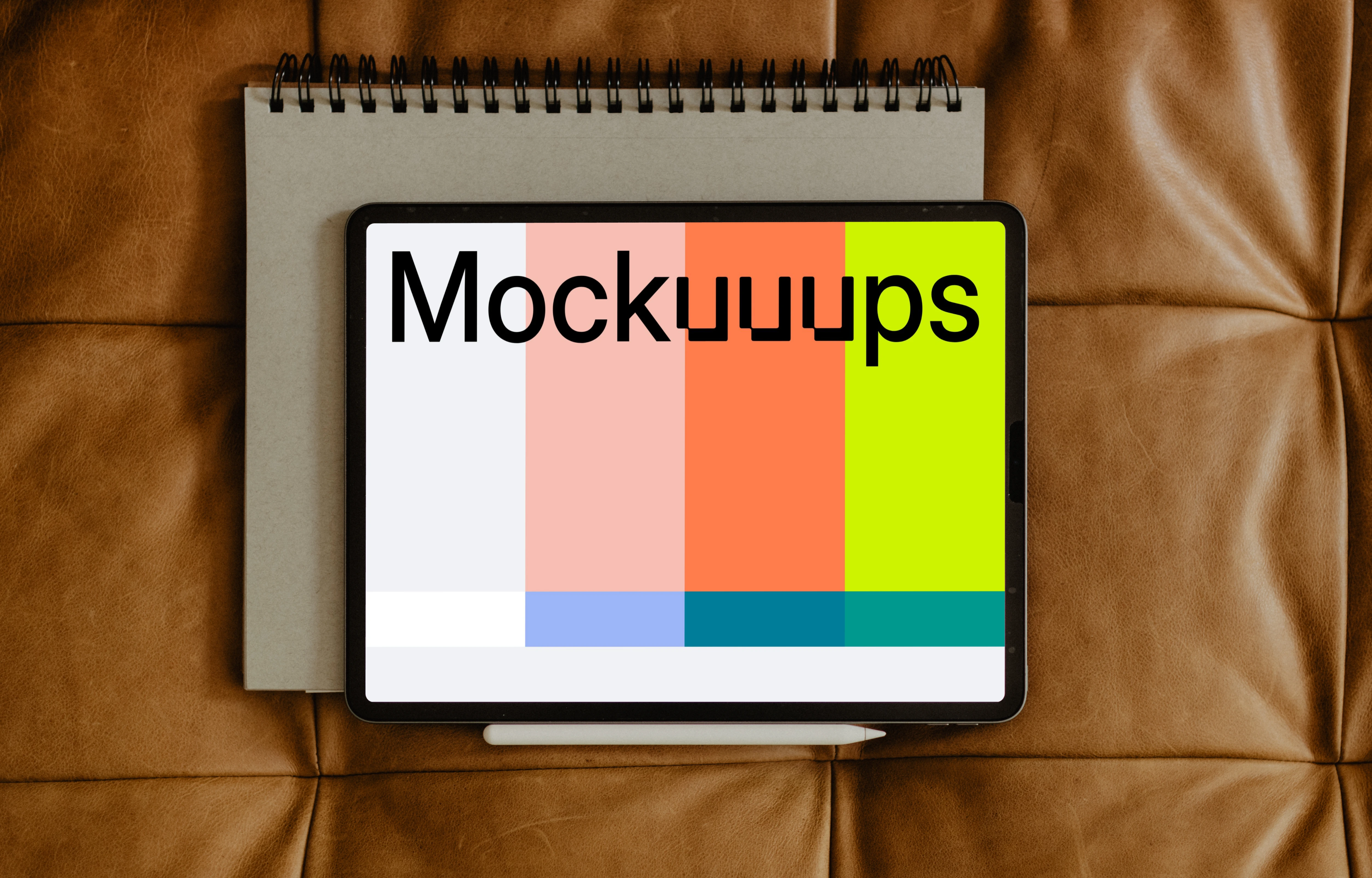 Tablet mockup on a notepad