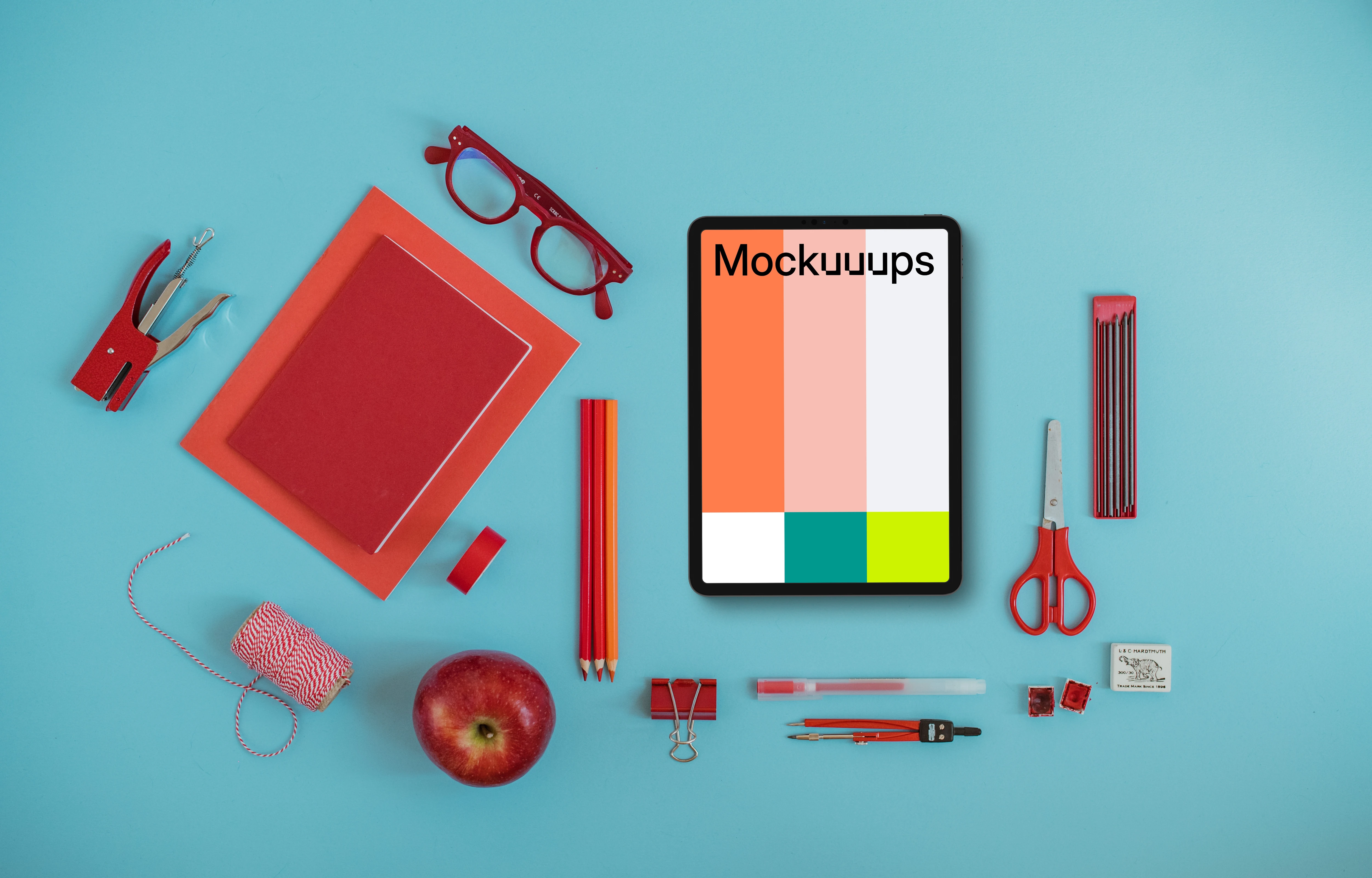 Tablet mockup on the blue background