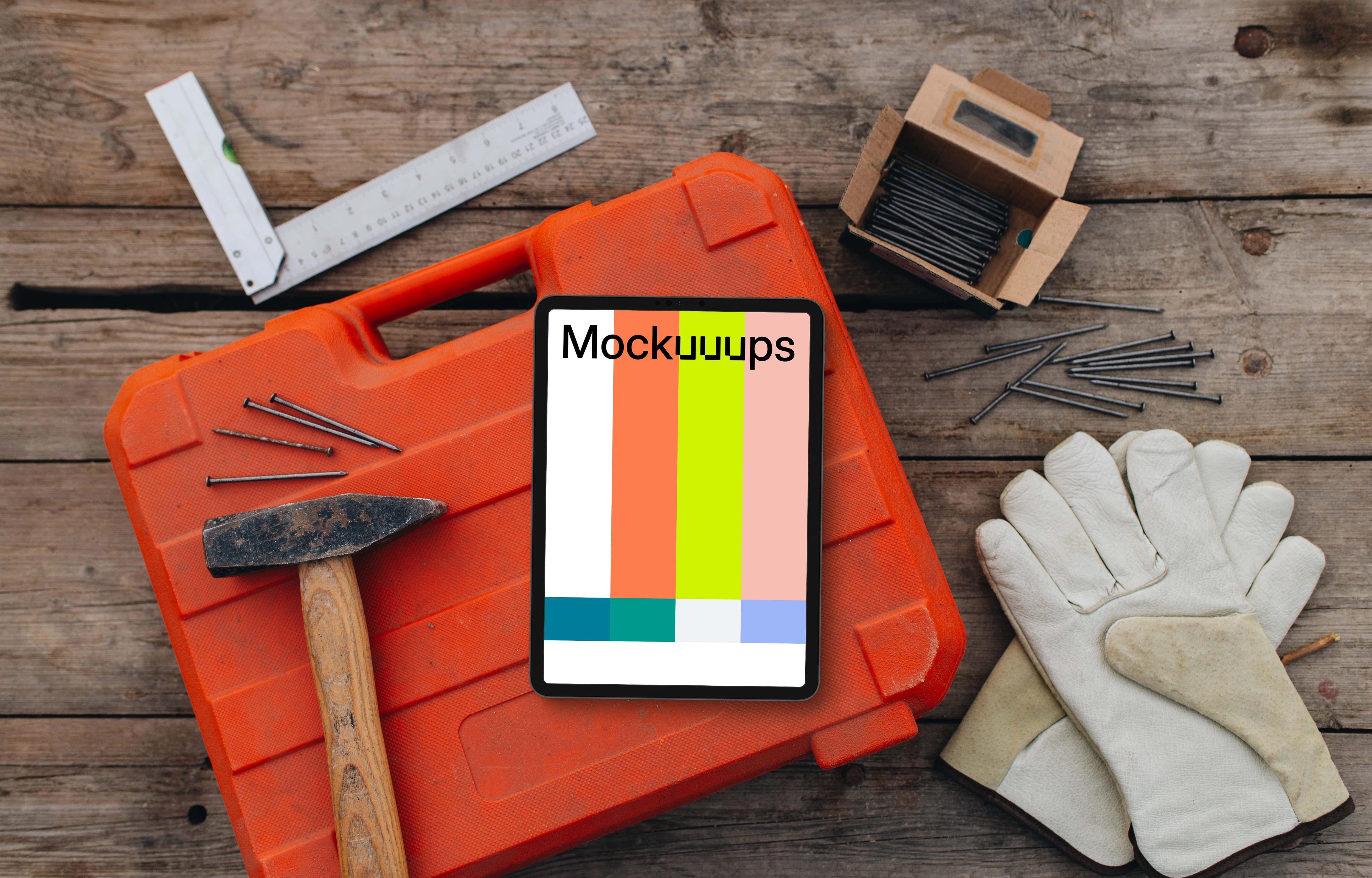 Tablet on the toolbox