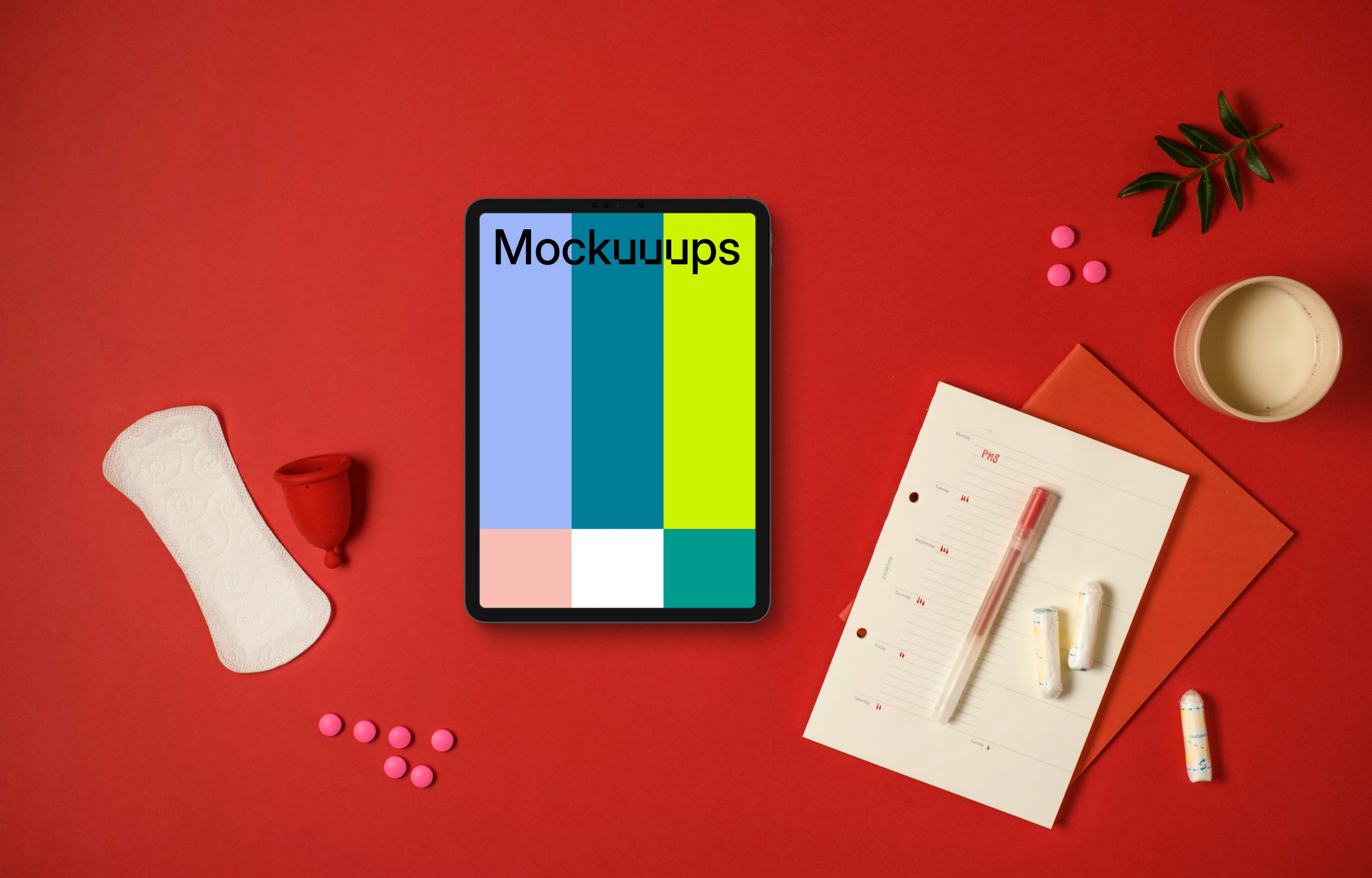 Taboet mockup with a menstrual cycle journal