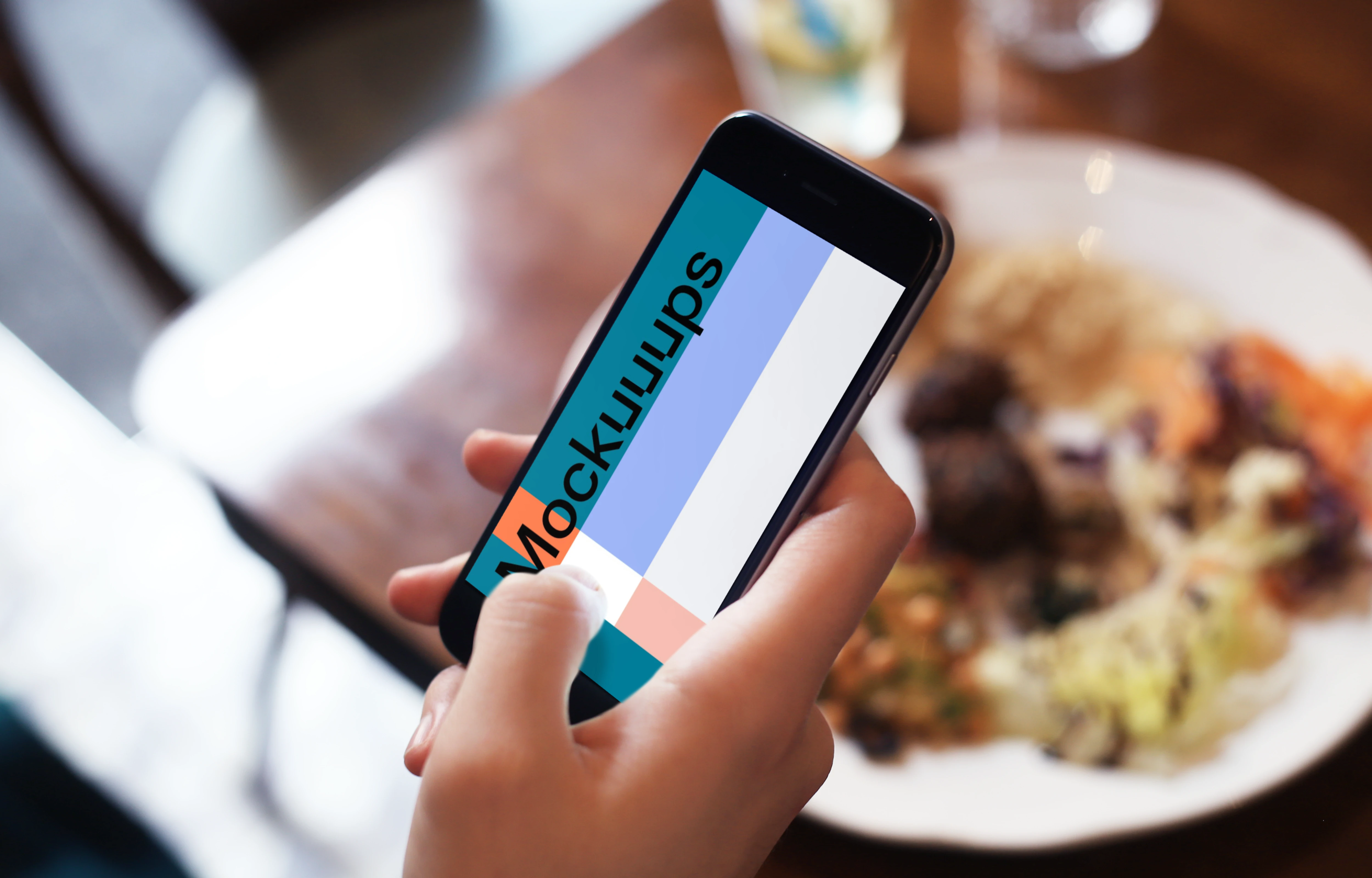 Taking a picture of food with iPhone 6 mockup