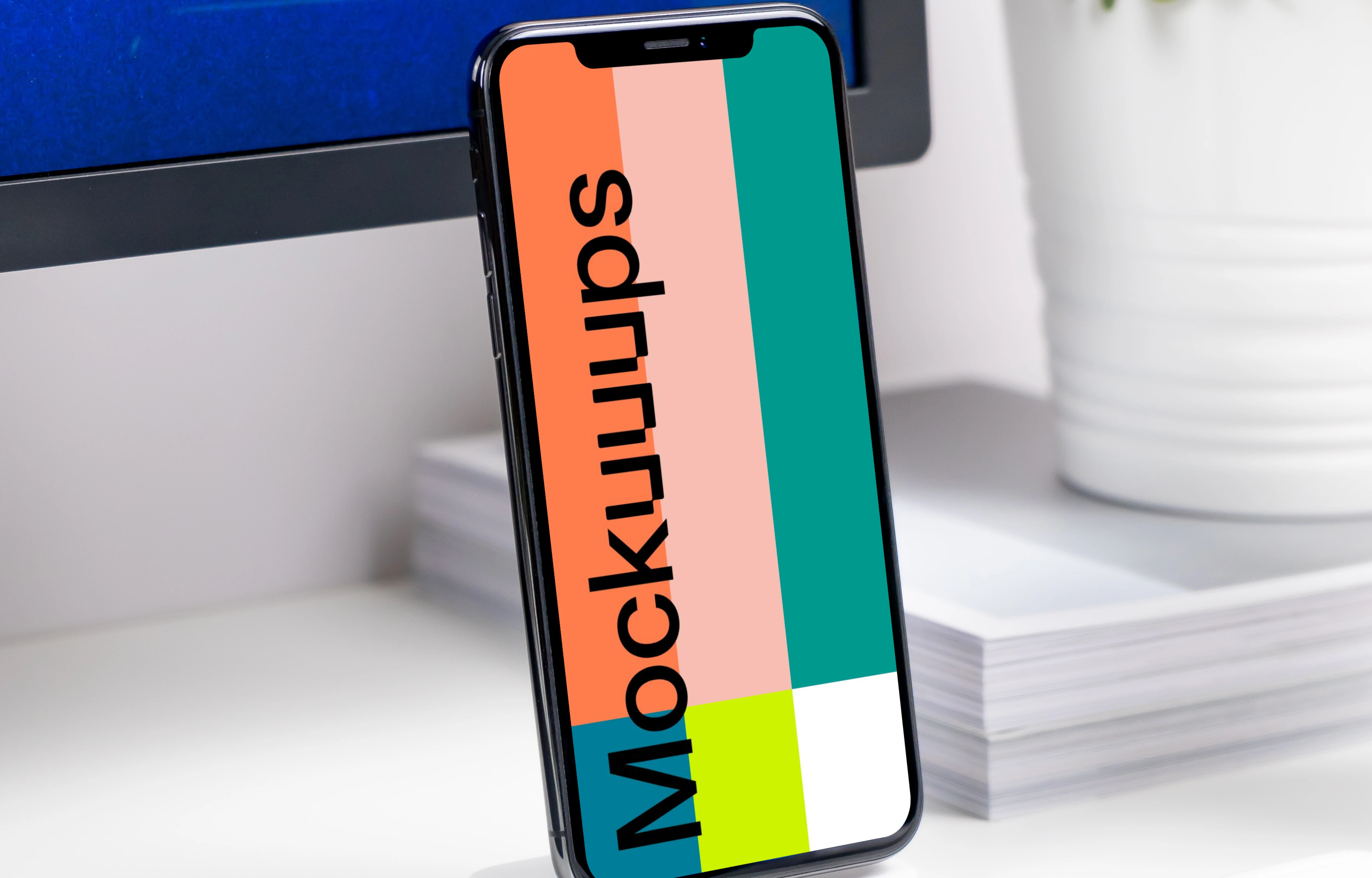 iPhone XS mockup at lighting dock