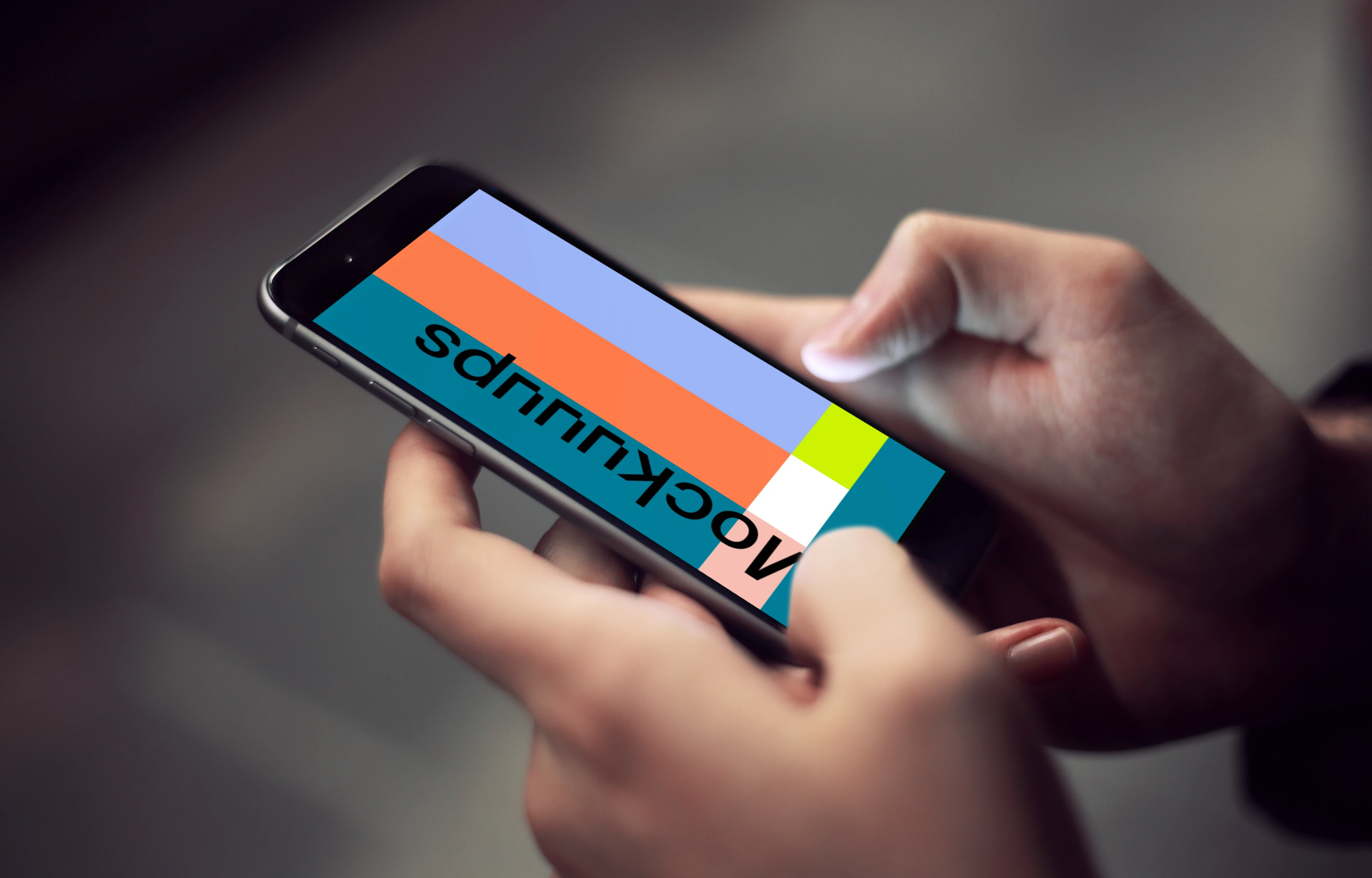 Typing on iPhone 6 mockup in the underground