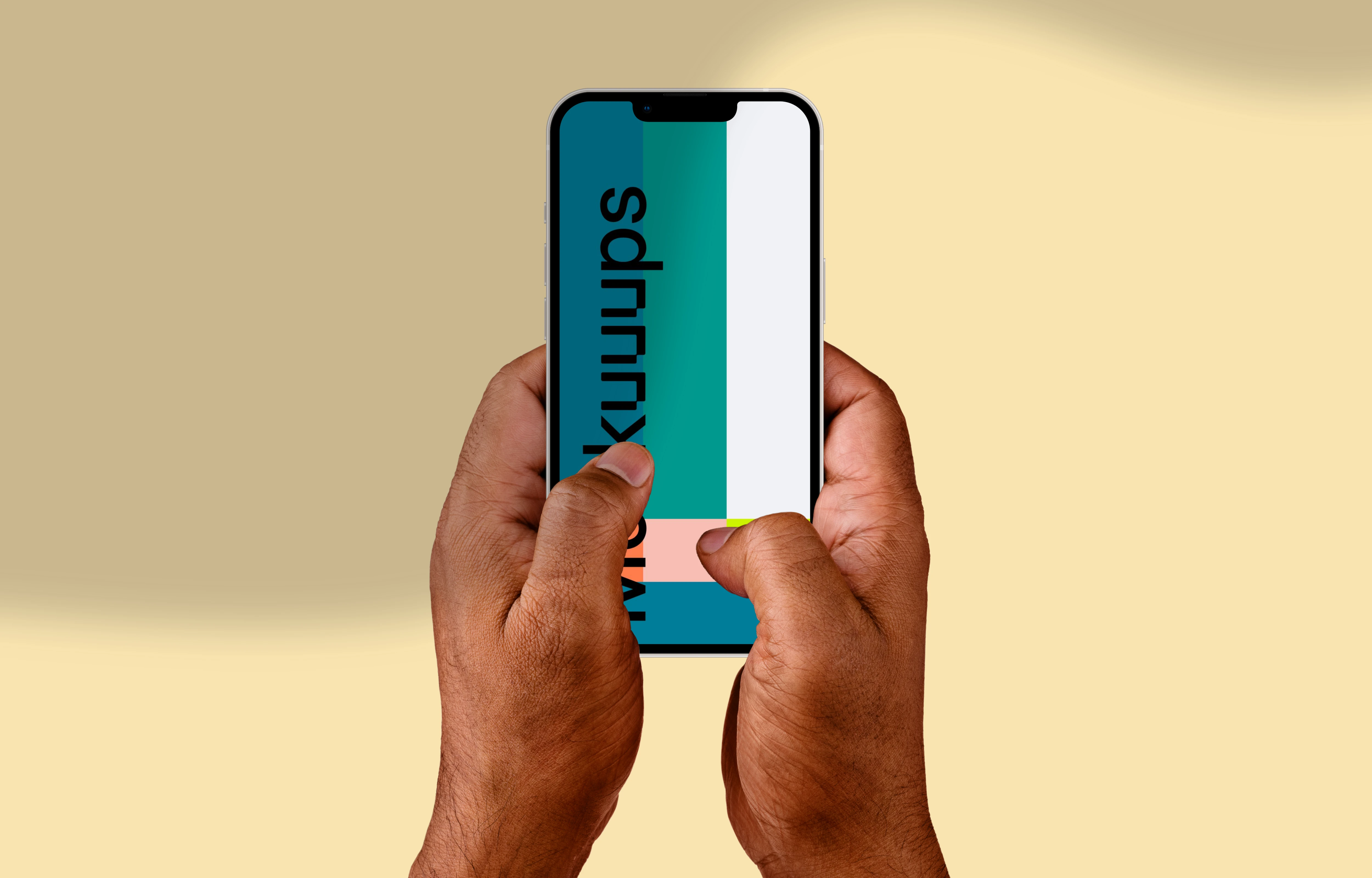 Typing on smartphone mockup