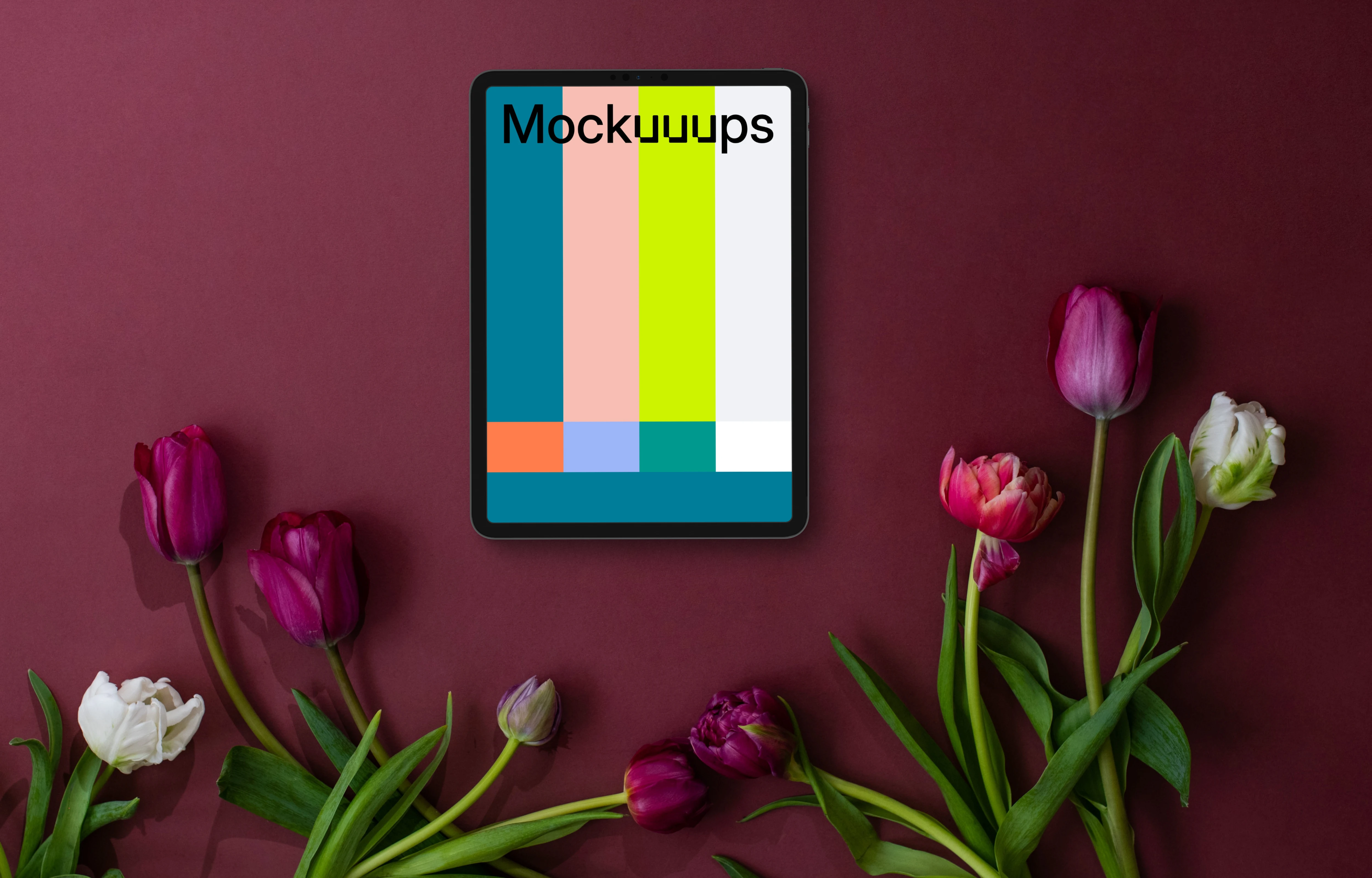 Viva Magenta background and tablet mockup