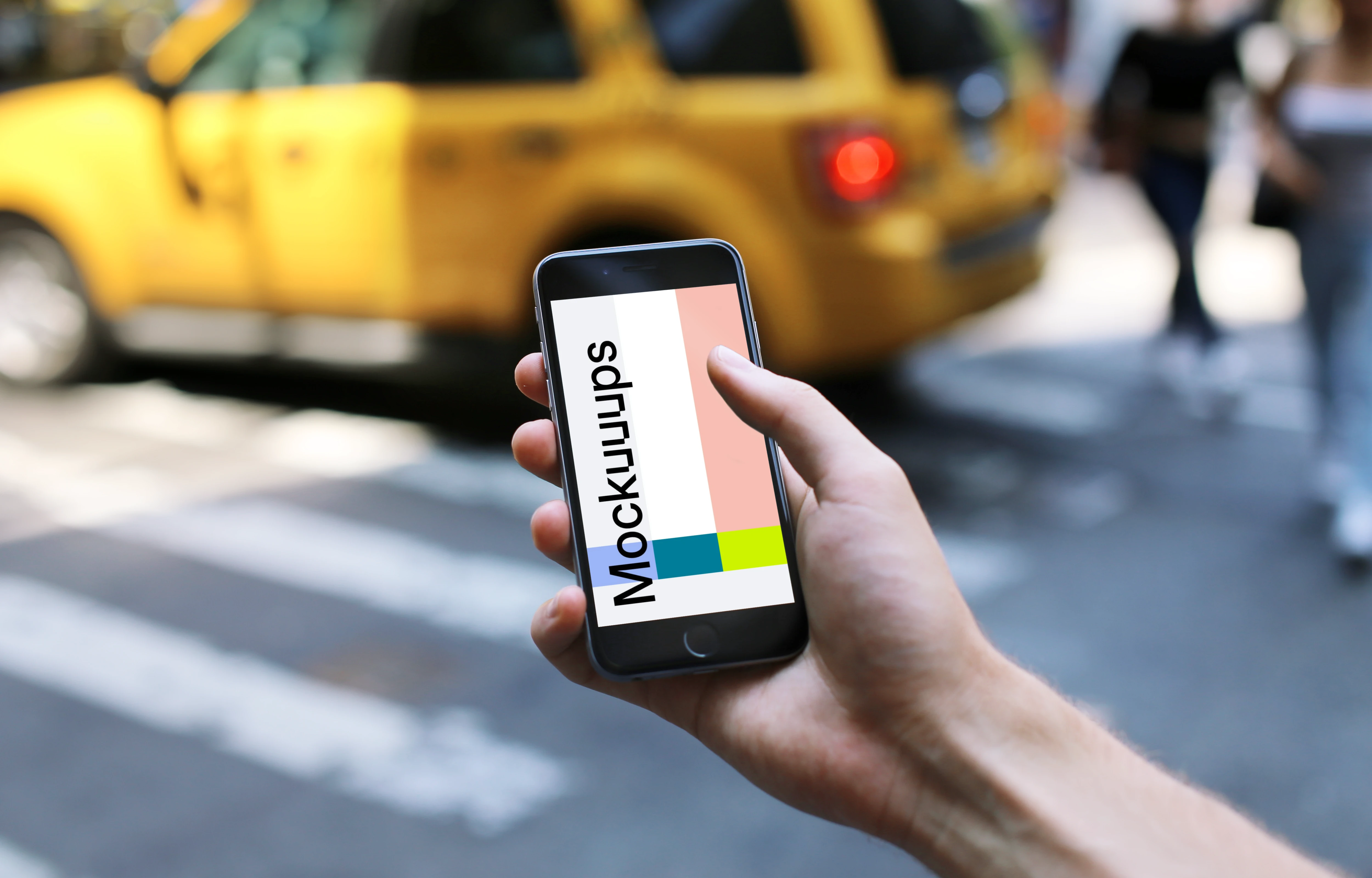 Waiting for a taxi with iPhone 6s mockup
