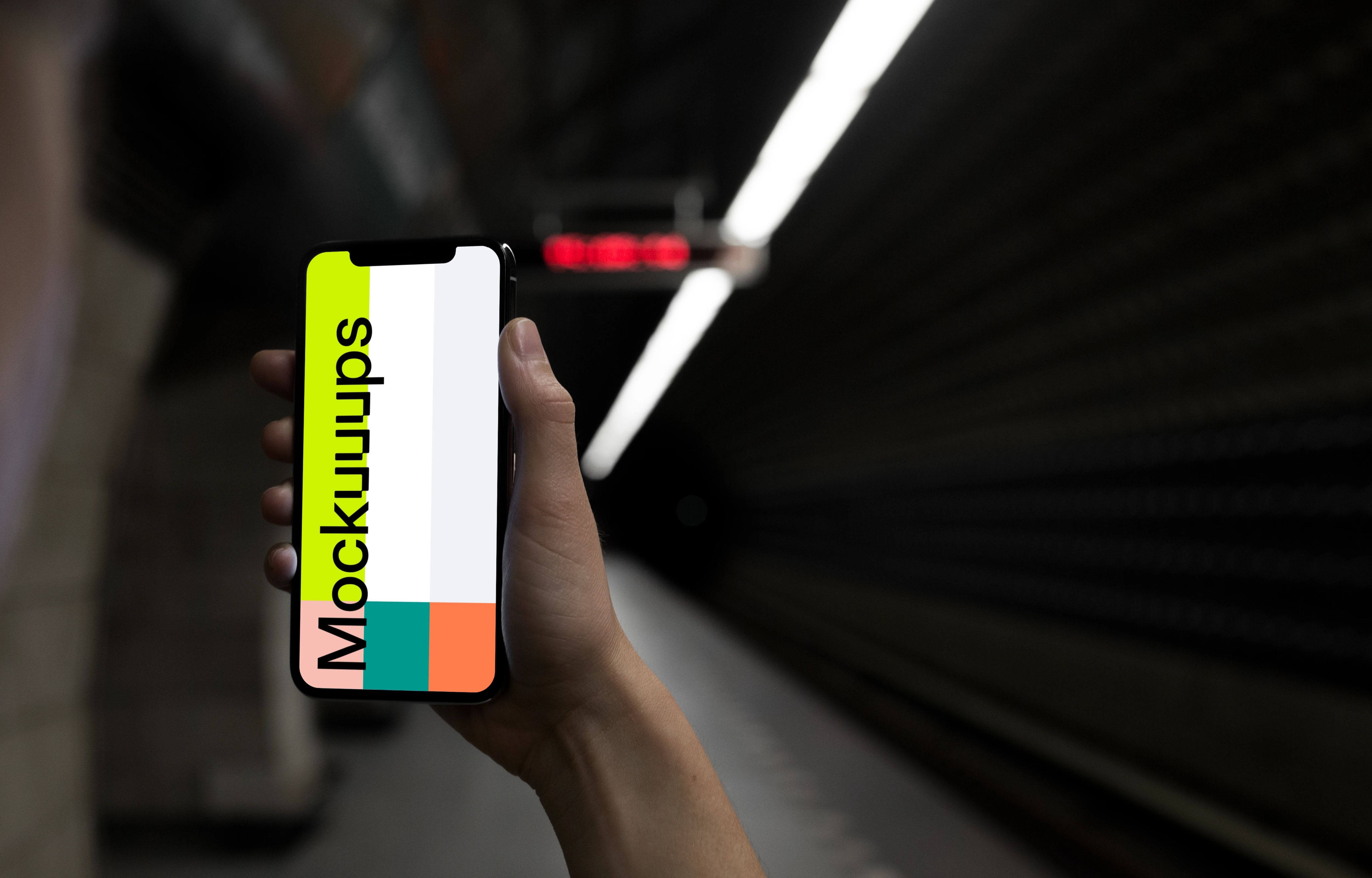 Waiting for underground with iPhone X mockup