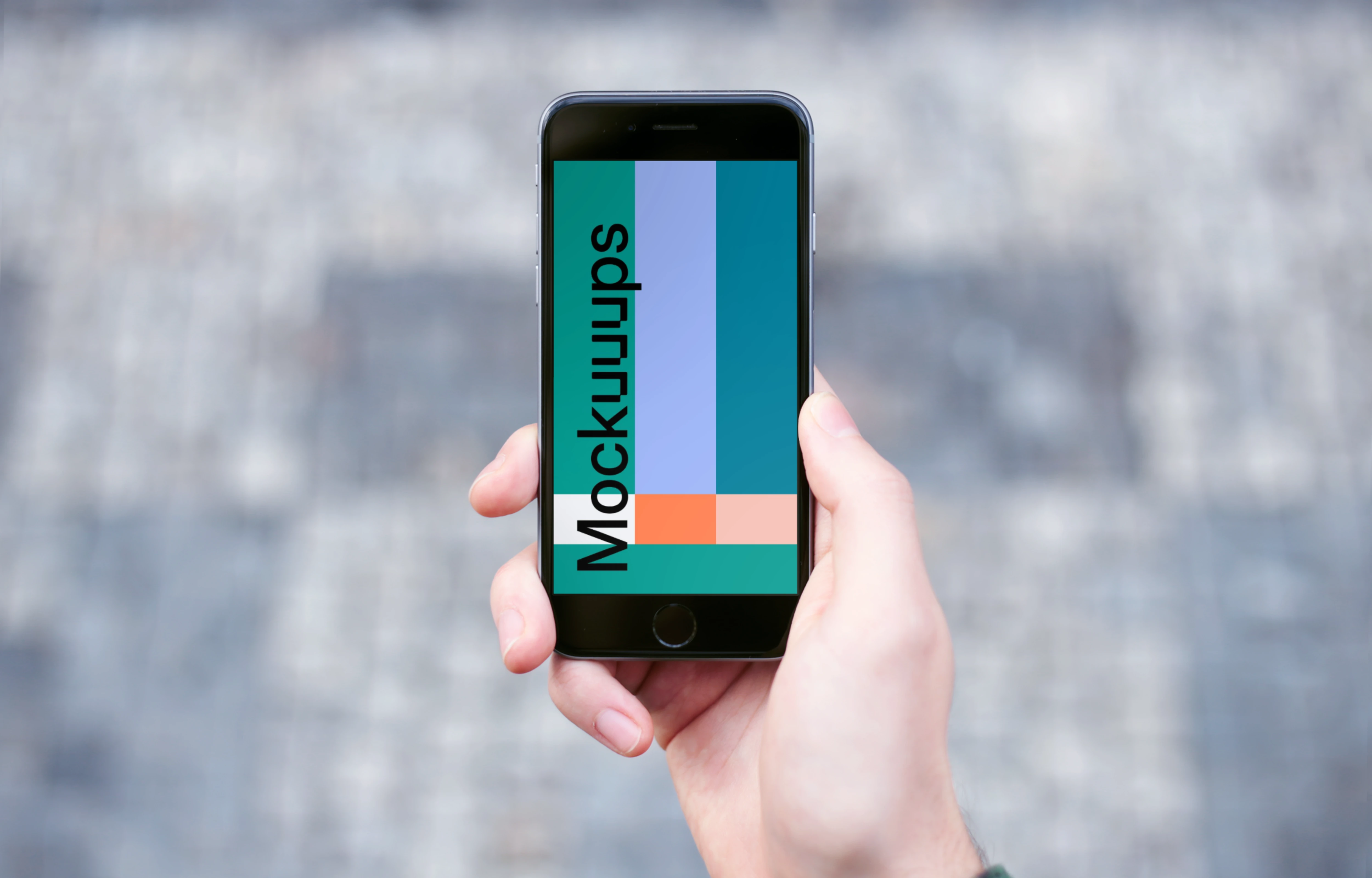 Walking on the street with iPhone 6 mockup