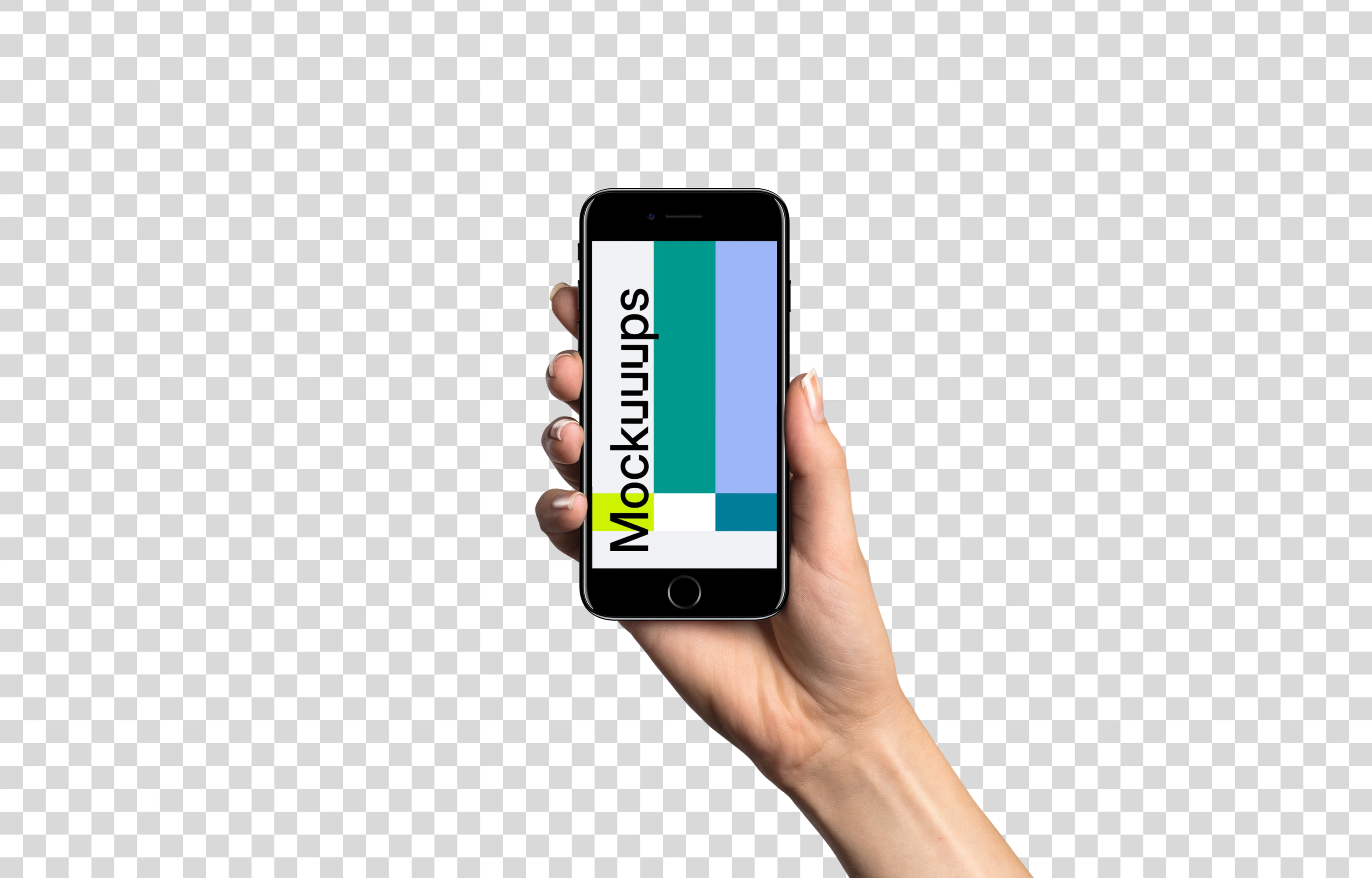 Woman holding iPhone 7 Jet Black mockup (White skin)