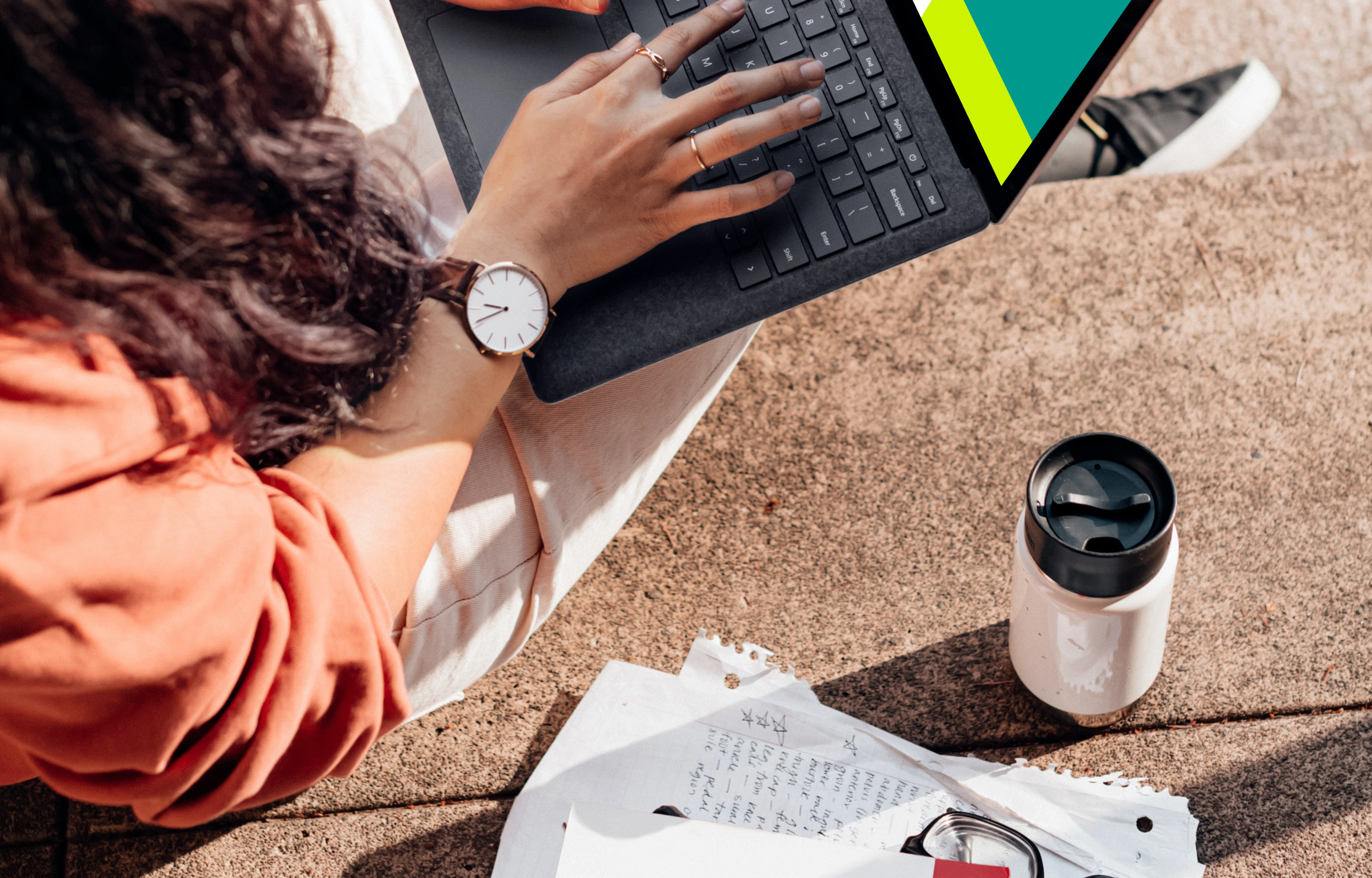 Working outside on the Microsoft Surface Laptop mockup