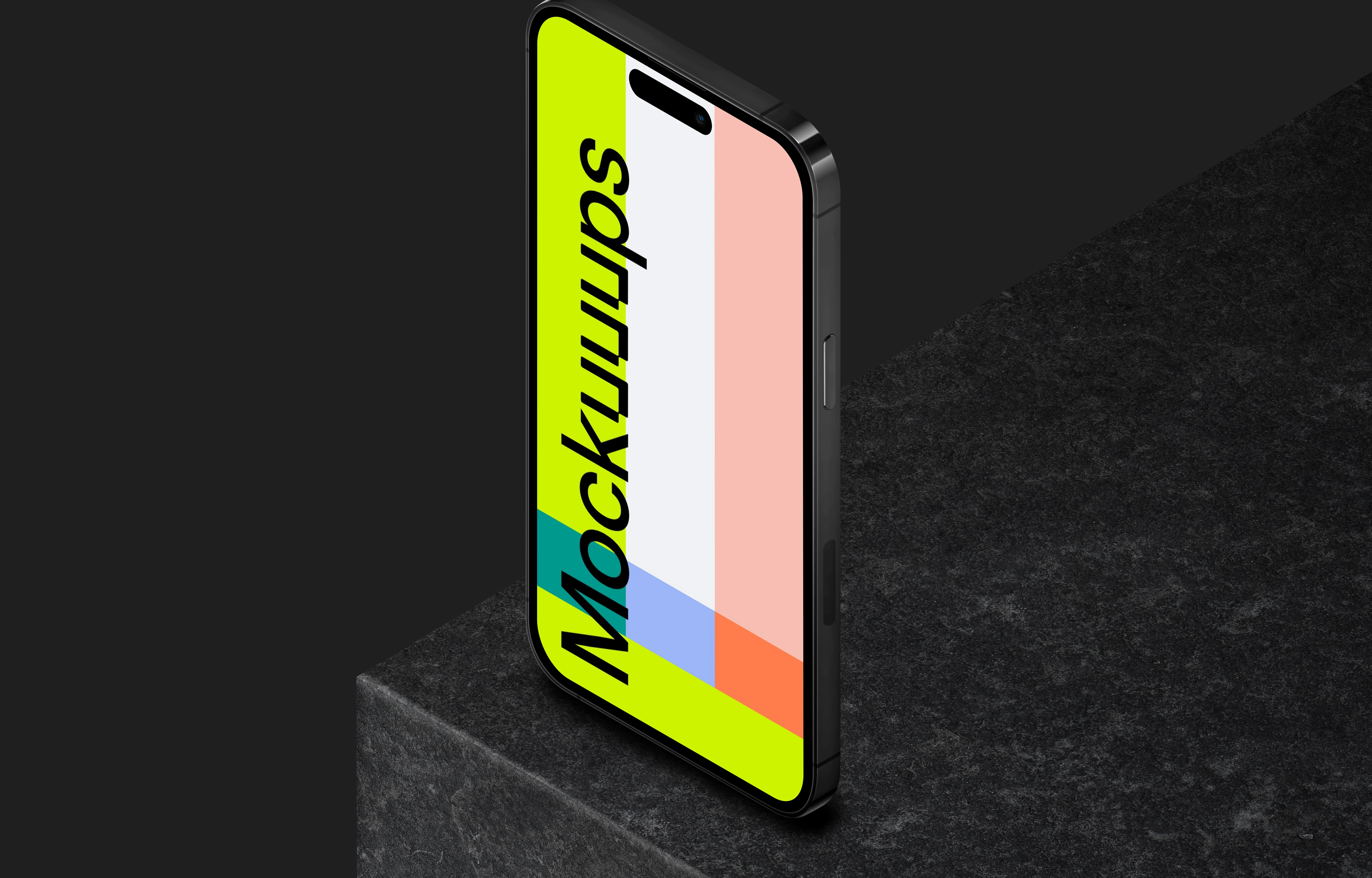Standing smartphone mockup on the edge - Right View