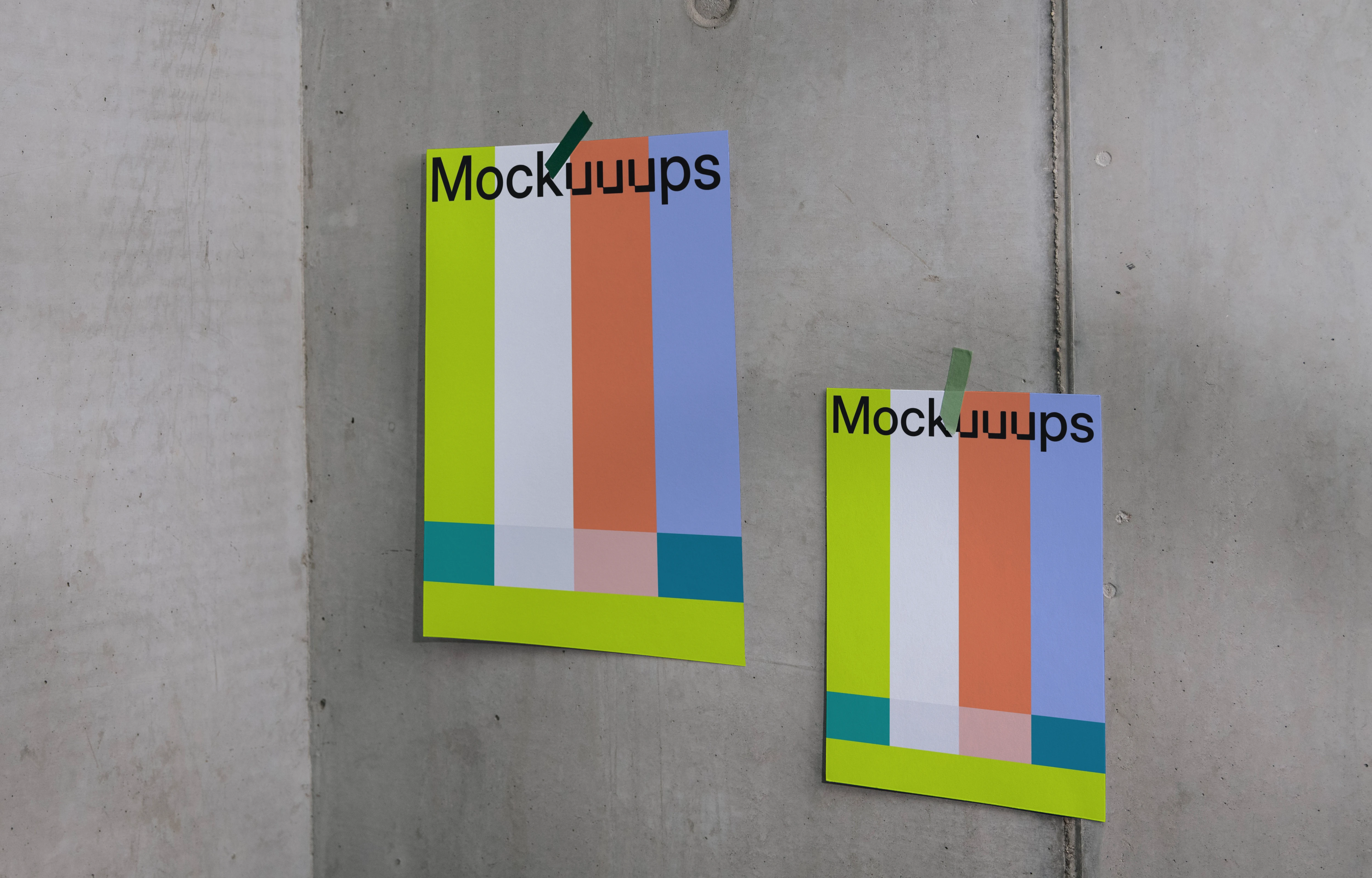 A3 mockup on a concrete wall with gradient design