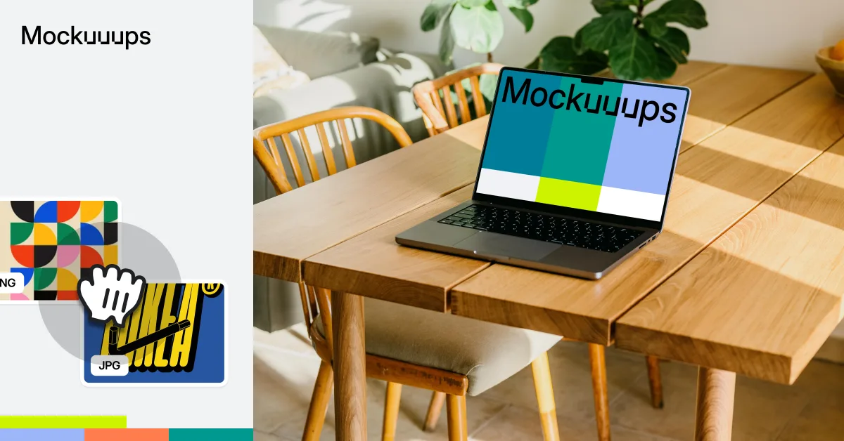 Free MacBook Pro mockup on a table with a plant in the background ...