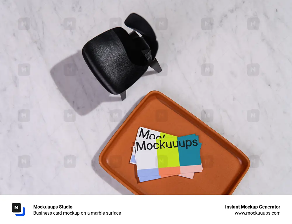 Business card mockup on a marble surface