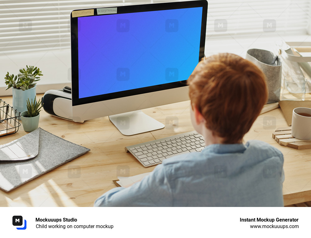 Child working on computer mockup