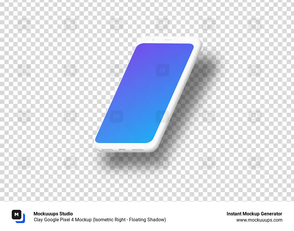 Clay Google Pixel 4 Mockup (Isometric Right - Floating Shadow)