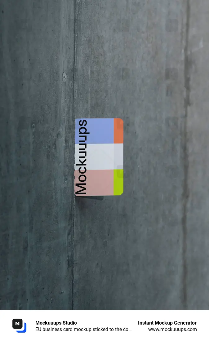 EU business card mockup sticked to the concrete wall