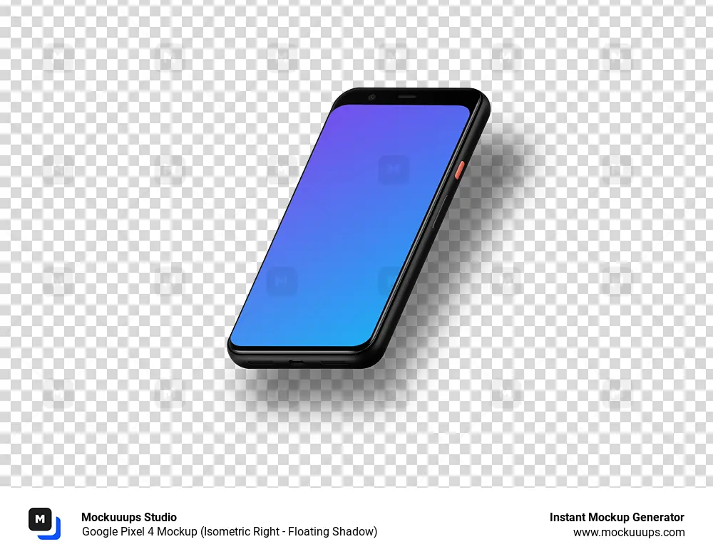 Google Pixel 4 Mockup (Isometric Right - Floating Shadow)