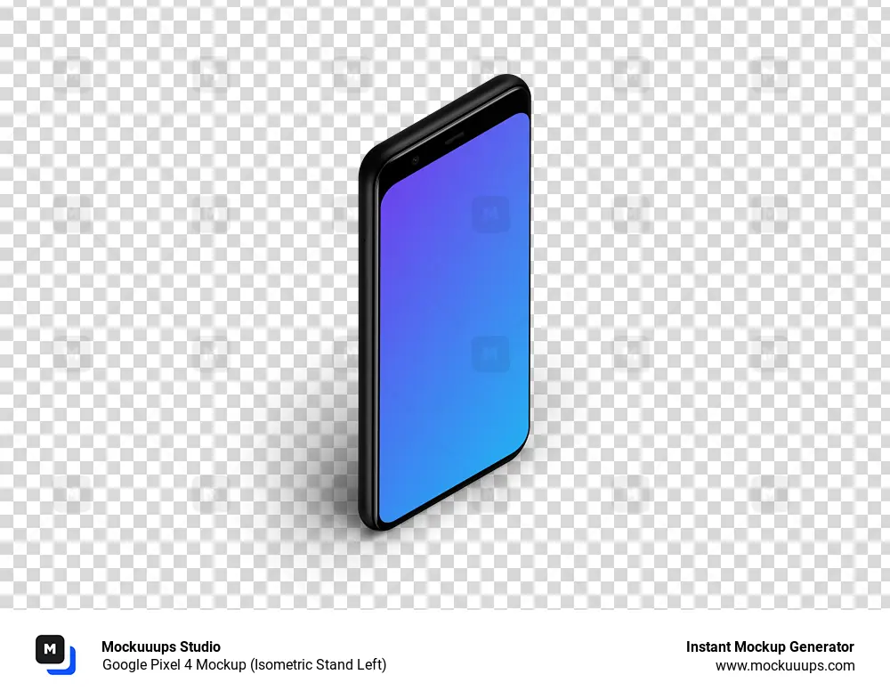 Google Pixel 4 Mockup (Isometric Stand Left)