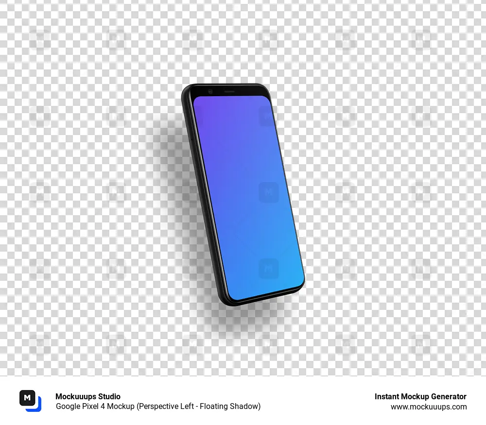 Google Pixel 4 Mockup (Perspective Left - Floating Shadow)