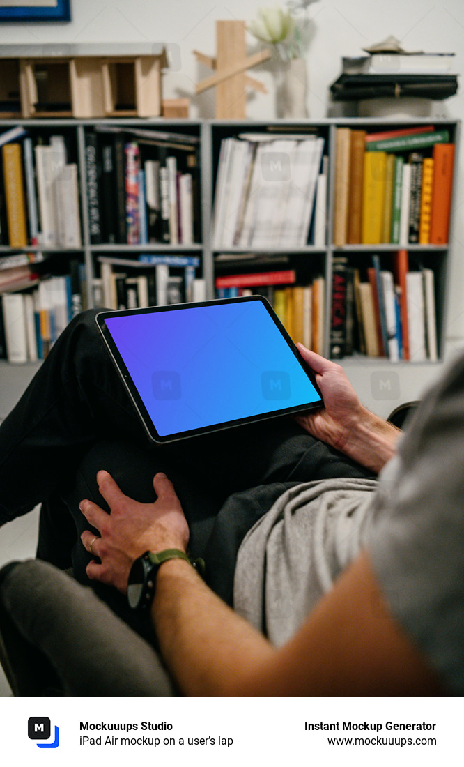 iPad Air mockup on a user’s lap