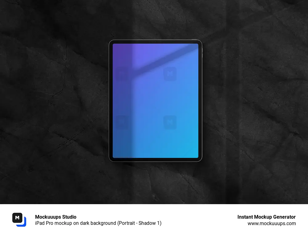 iPad Pro mockup on dark background (Portrait - Shadow 1)