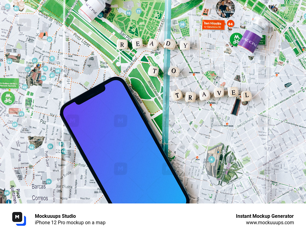 iPhone 12 Pro mockup on a map
