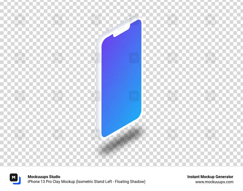 iPhone 13 Pro Clay Mockup (Isometric Stand Left - Floating Shadow)