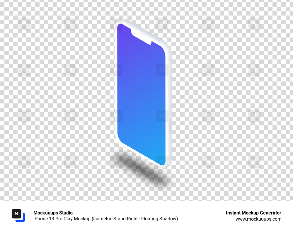 iPhone 13 Pro Clay Mockup (Isometric Stand Right - Floating Shadow)