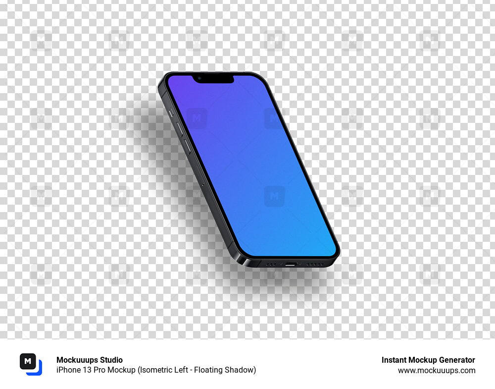 iPhone 13 Pro Mockup (Isometric Left - Floating Shadow)