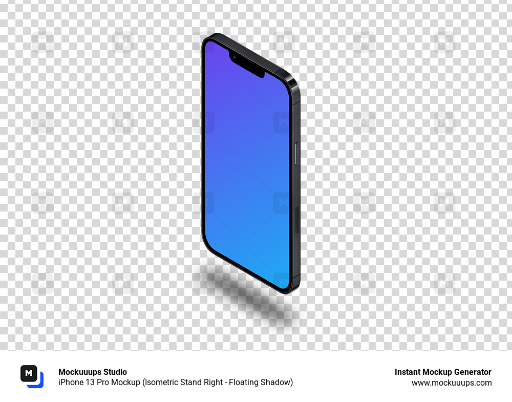 iPhone 13 Pro Mockup (Isometric Stand Right - Floating Shadow)