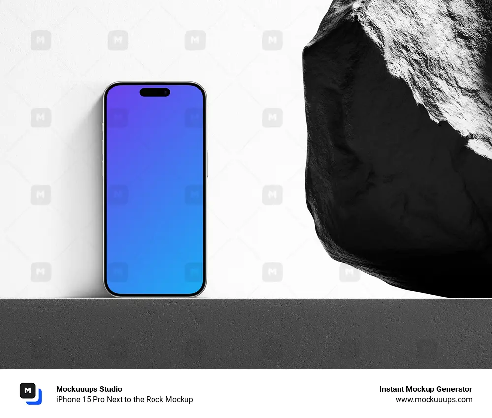 iPhone 15 Pro Next to the Rock Mockup