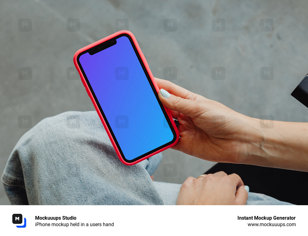 iPhone mockup held in a users hand 