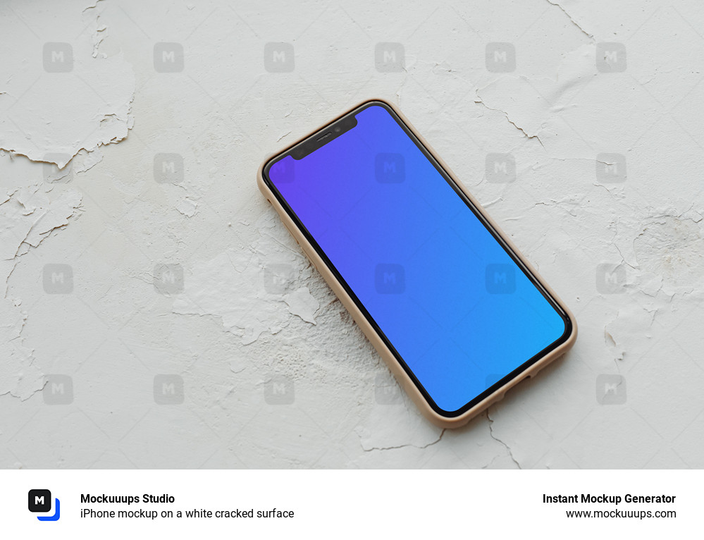  iPhone mockup on a white cracked surface