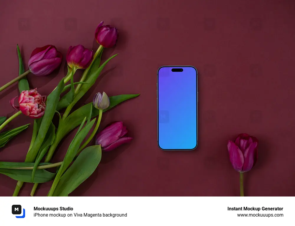 iPhone mockup on Viva Magenta background