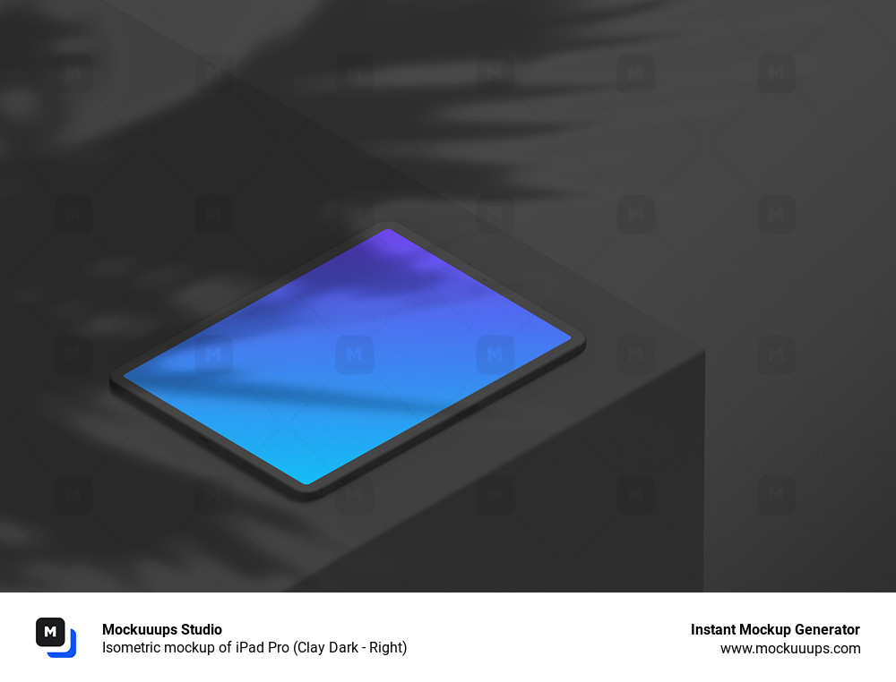 Isometric mockup of iPad Pro (Clay Dark - Right)