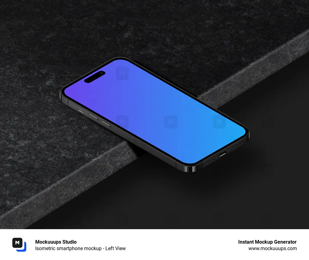 Isometric smartphone mockup - Left View