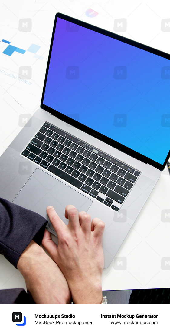 MacBook Pro mockup on a white table