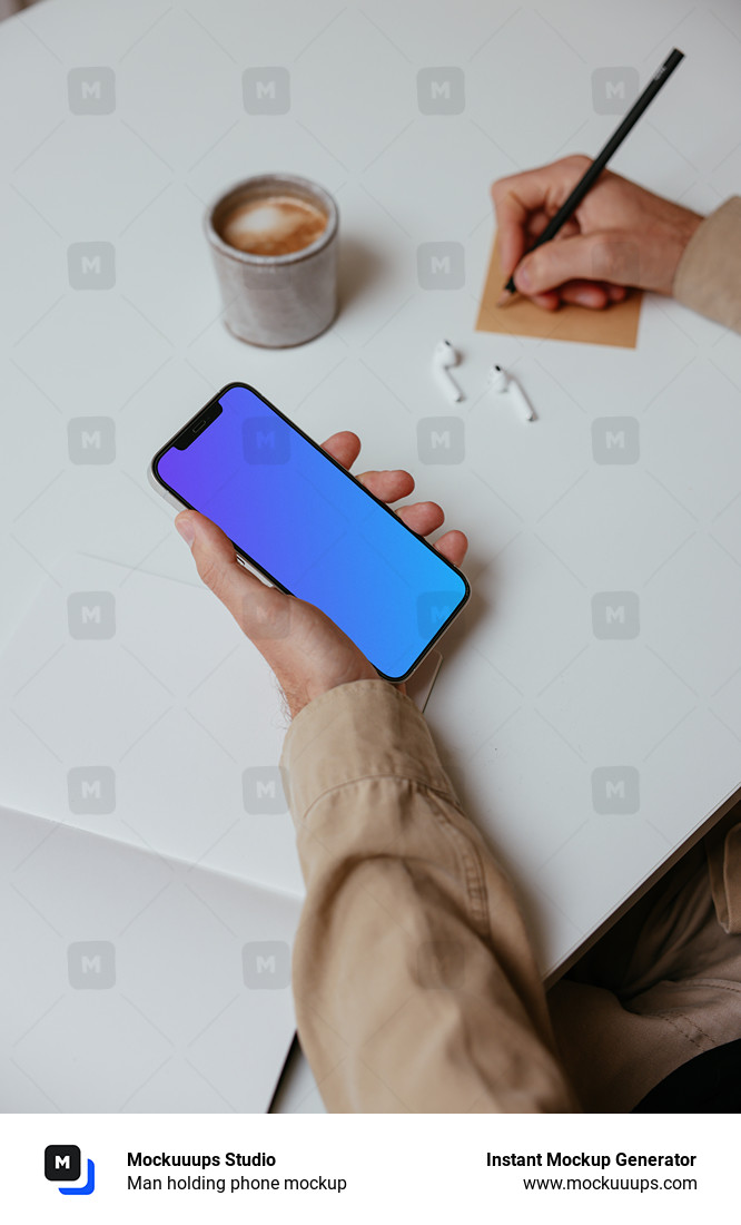 Man holding phone mockup